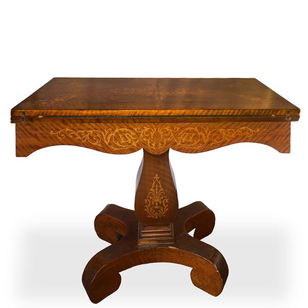 Game table with top inlaid with floral motifs