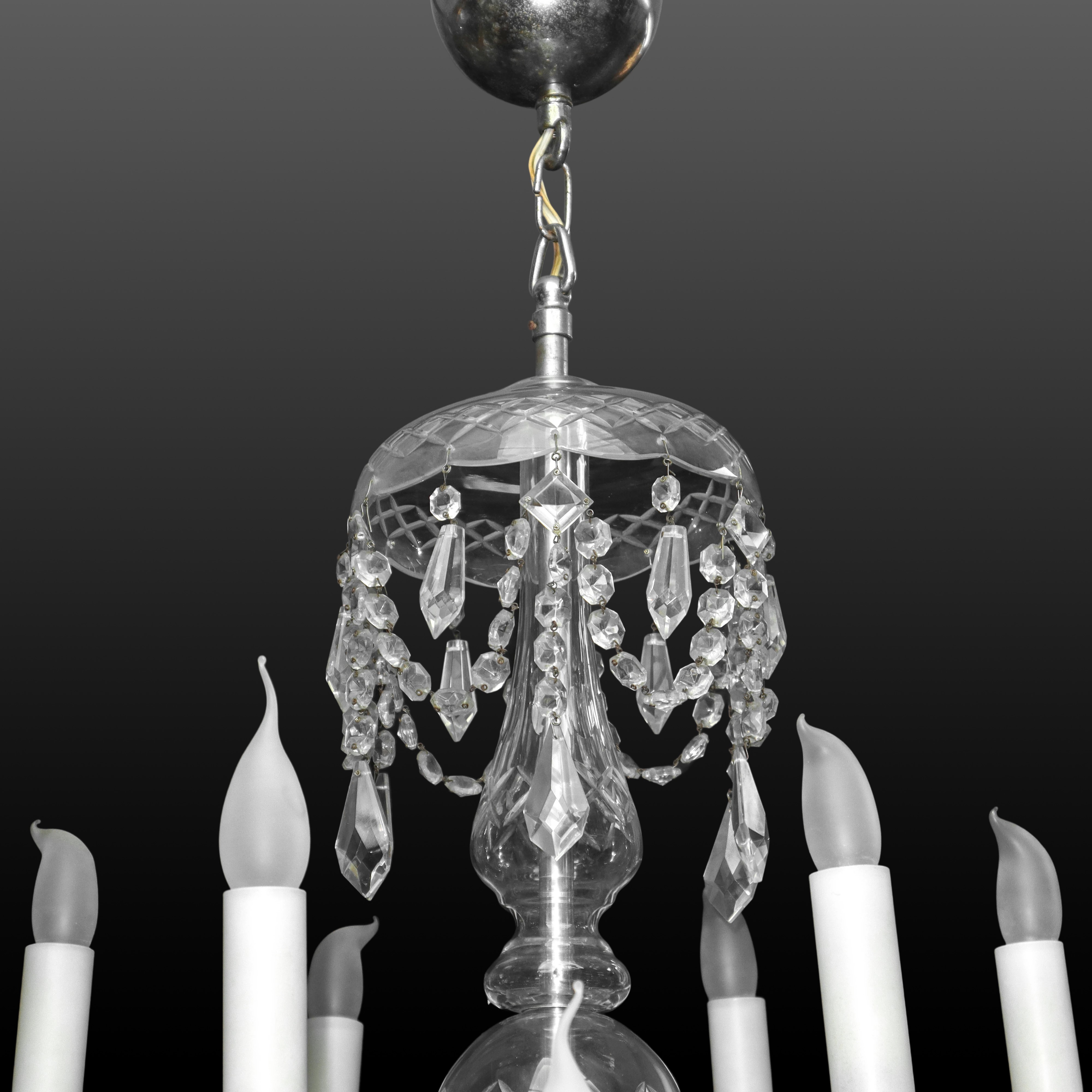 Lampadario in vetro di Boemia con brindoli