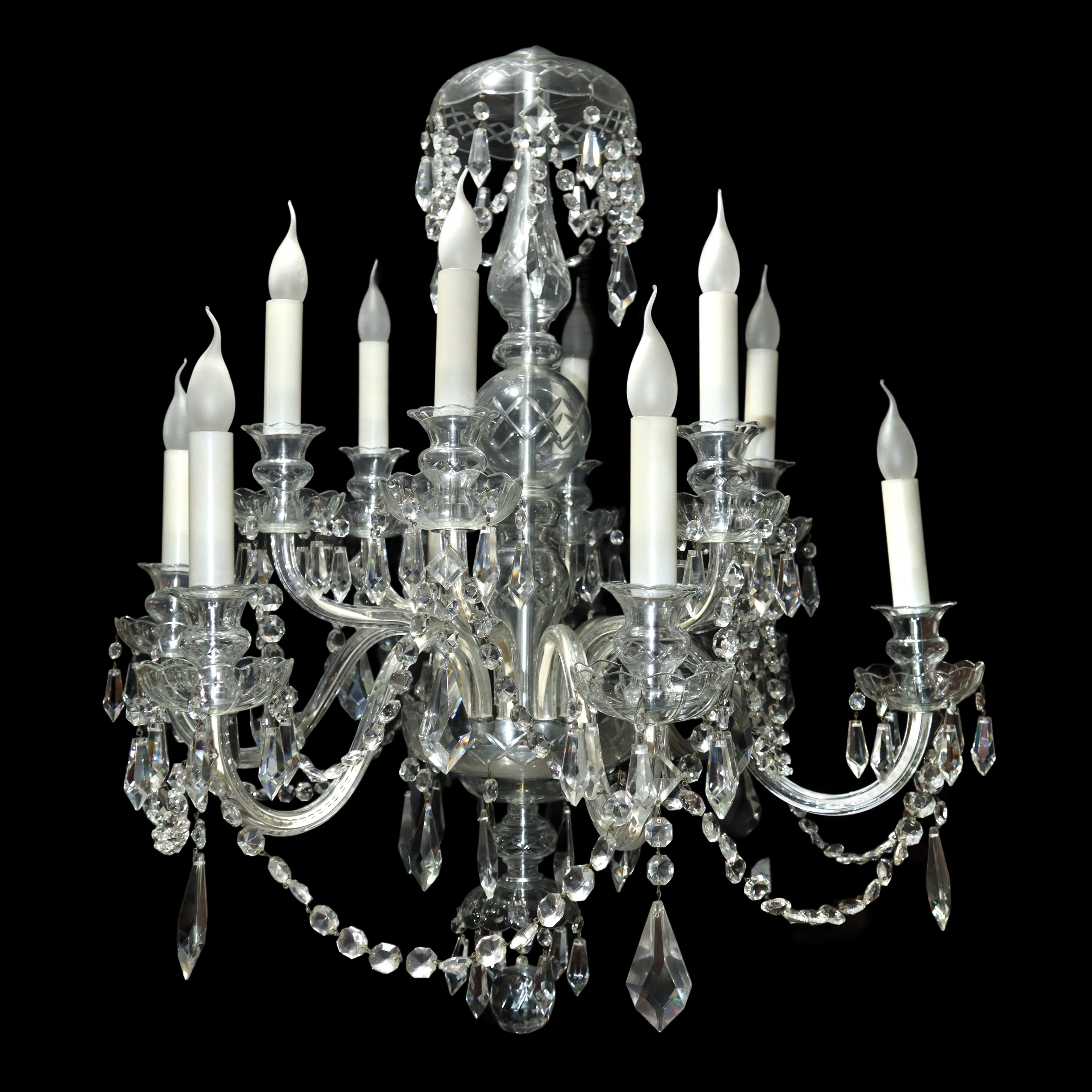 Lampadario in vetro di Boemia con brindoli