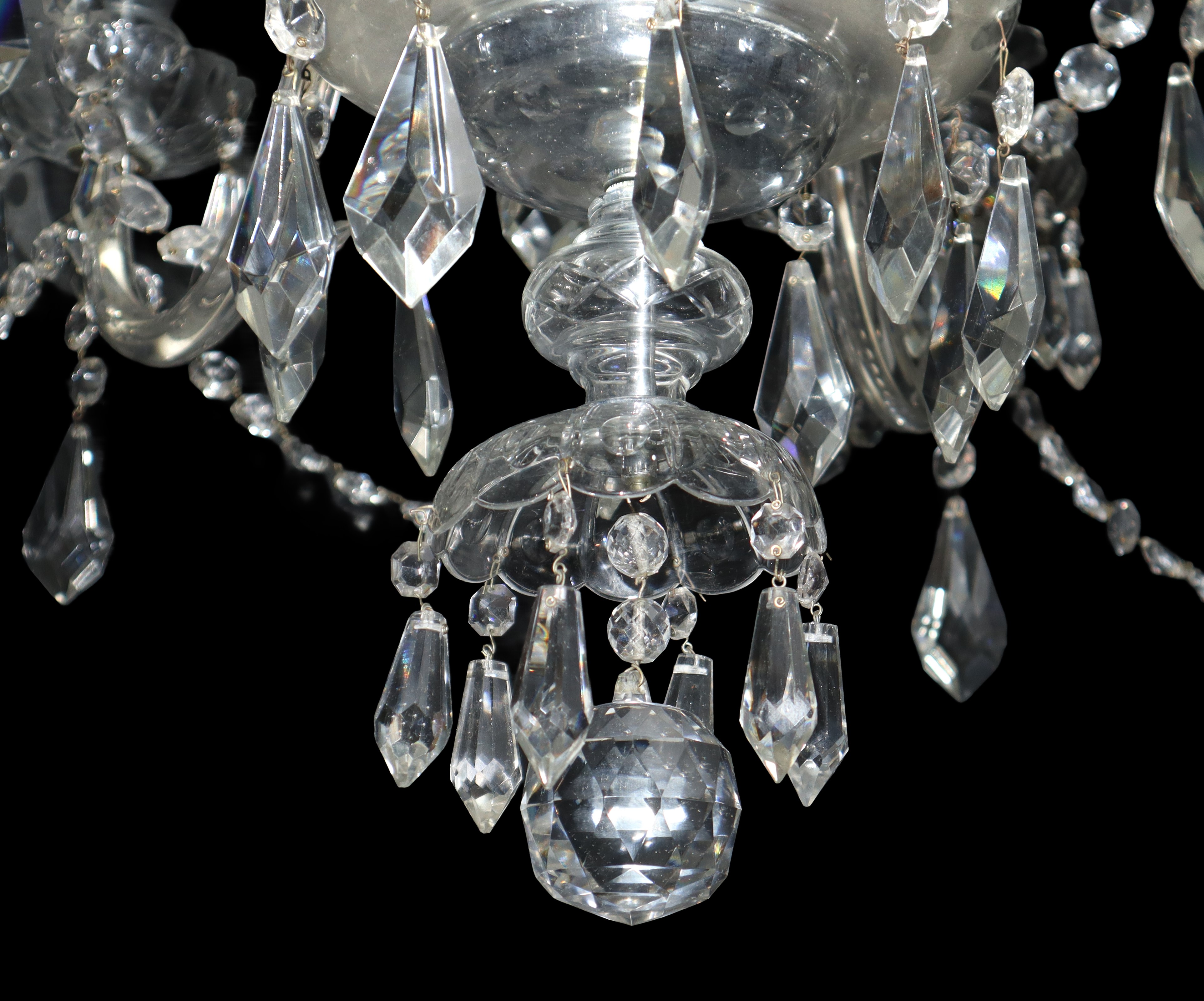 Lampadario in vetro di Boemia con brindoli