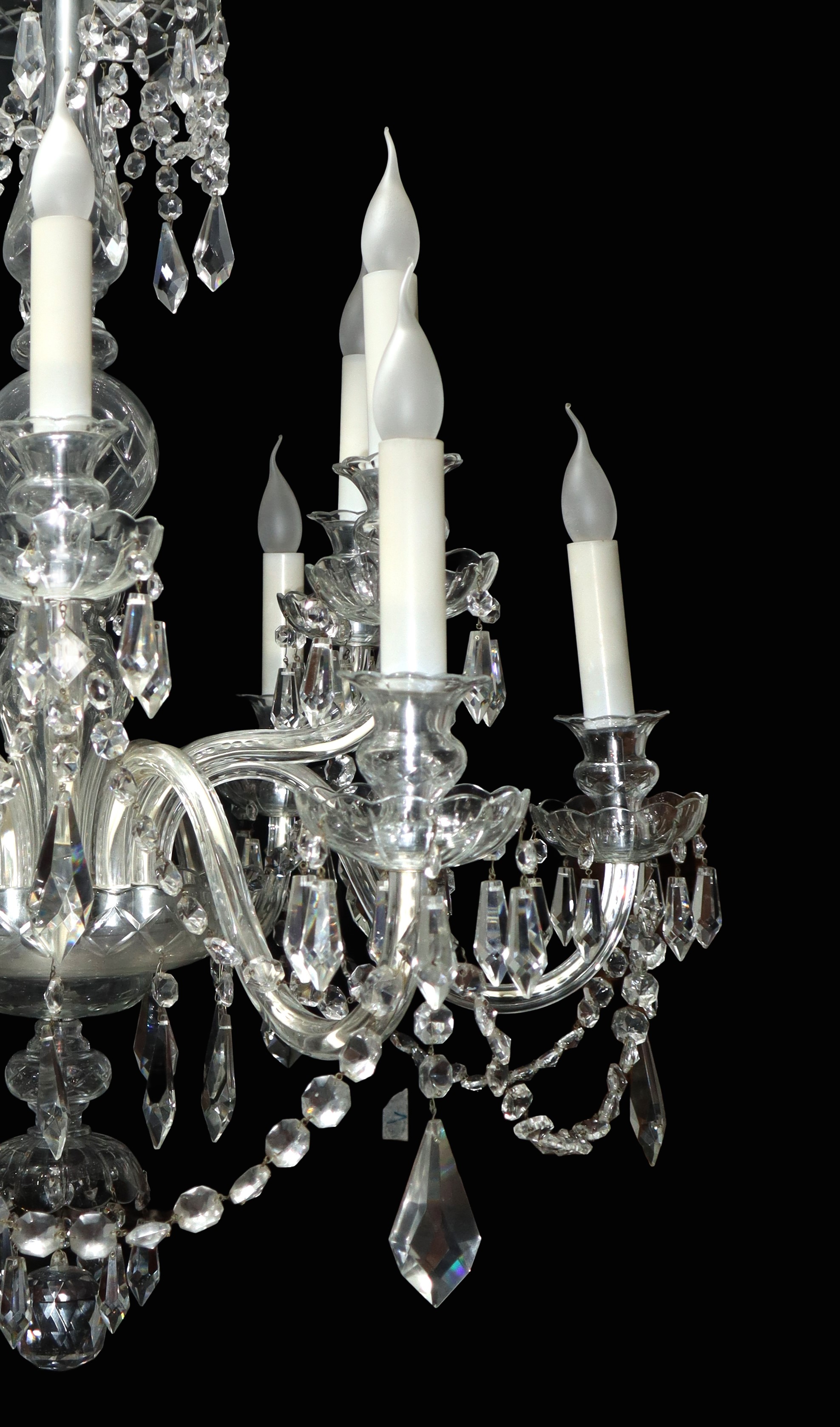 Lampadario in vetro di Boemia con brindoli