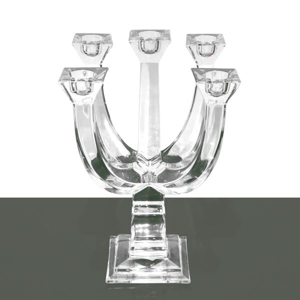 5-flame glass candlestick