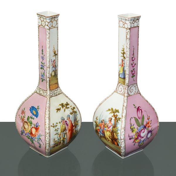 Porcelain Meissen - Coppia di vasi Meissen Dresden