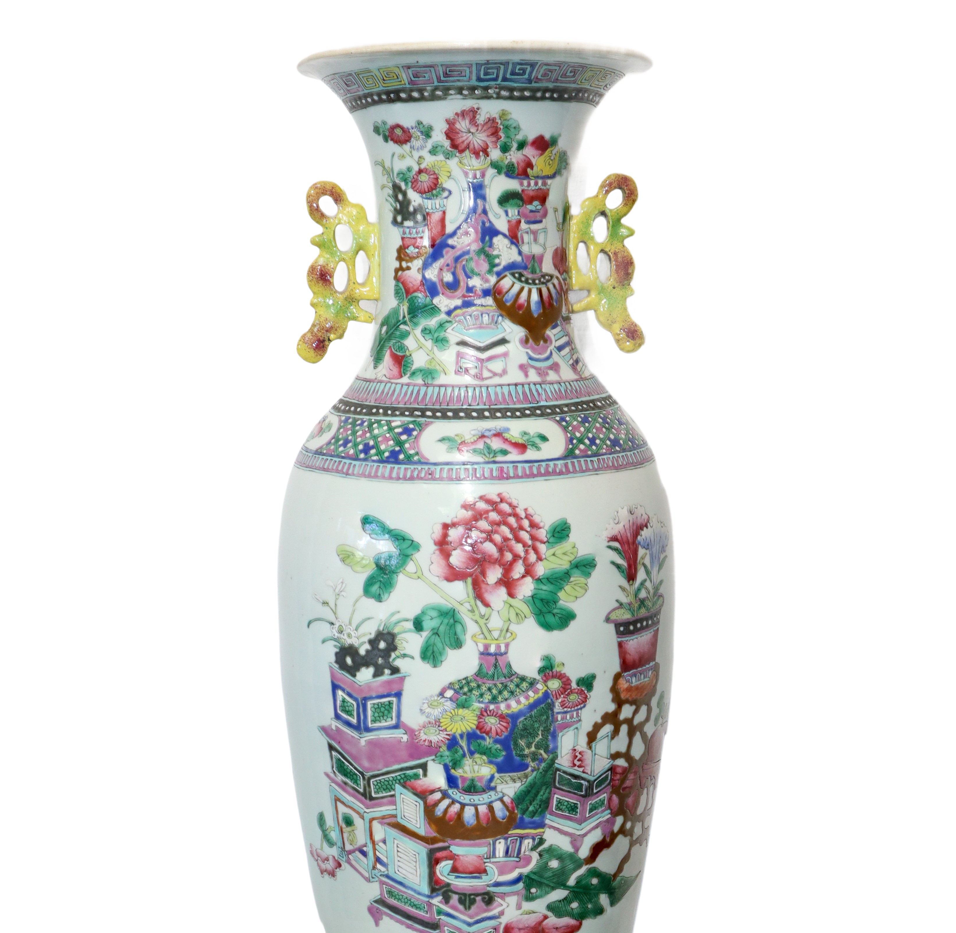 Vaso Cinese in Porcellana con Motivi Floreali