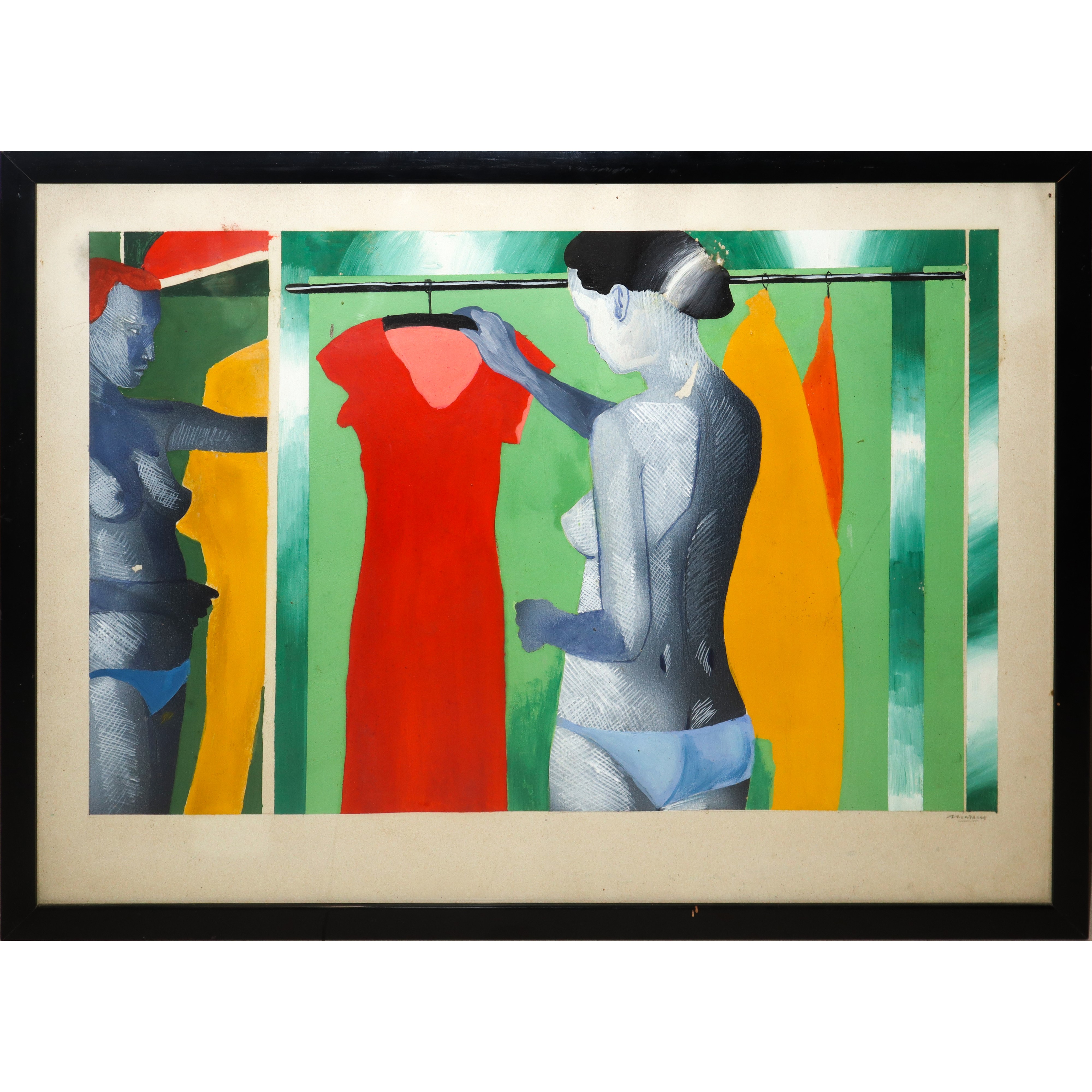 Vincenzo Marano - Donna di Spalle con Vestito Rosso in Mano