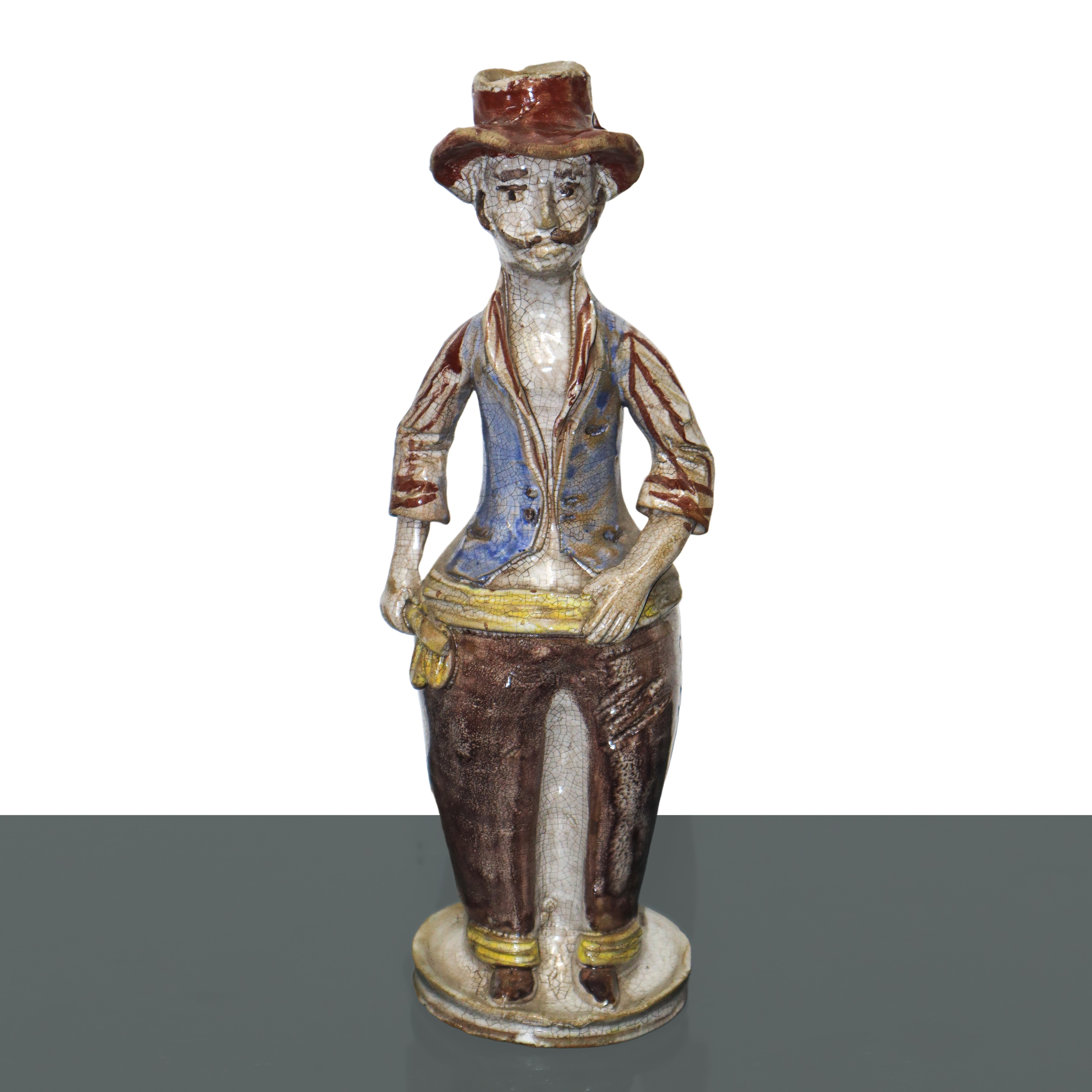 Coppia di lumiere in maiolica di Caltagirone dipinte policrome