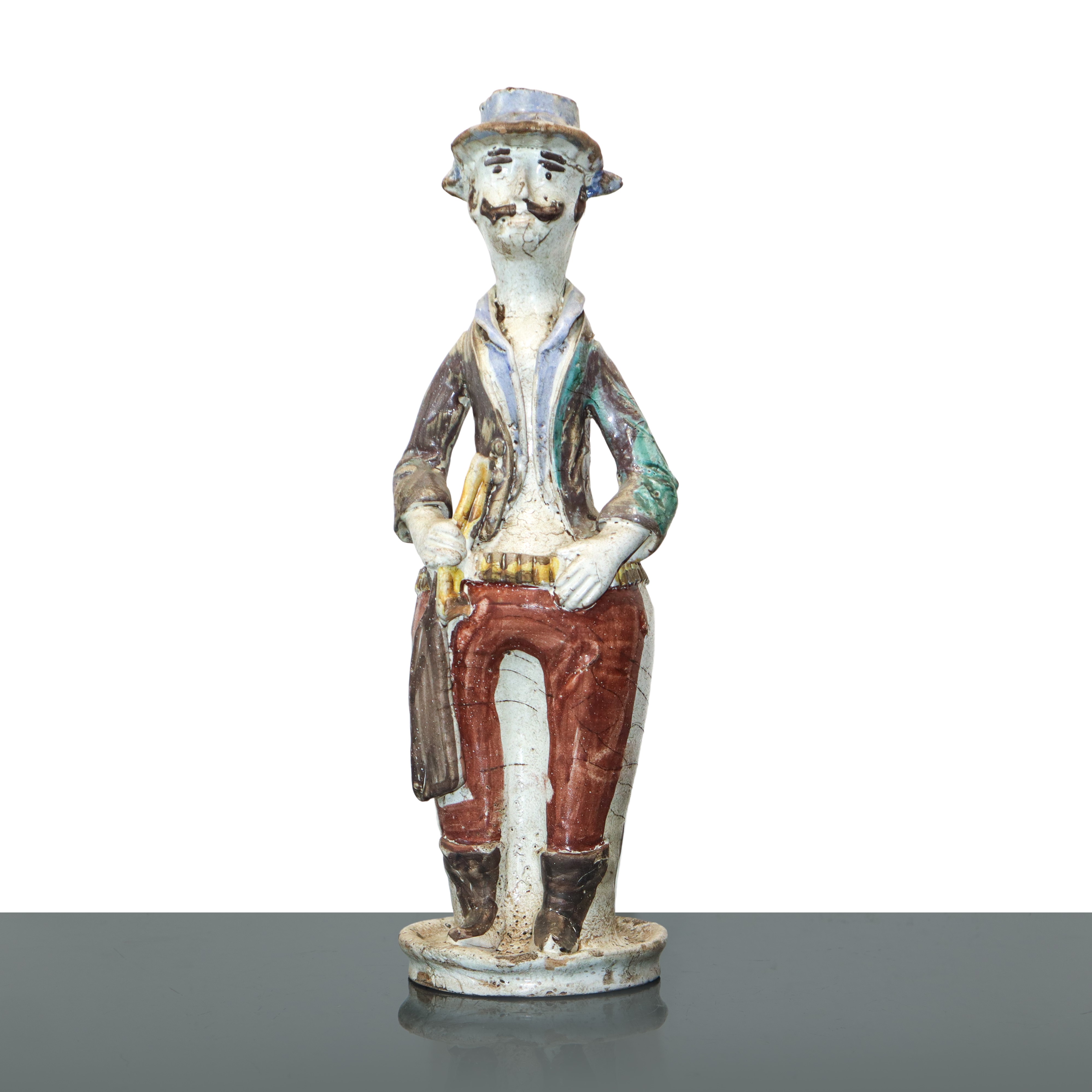 Coppia di lumiere in maiolica di Caltagirone dipinte policrome