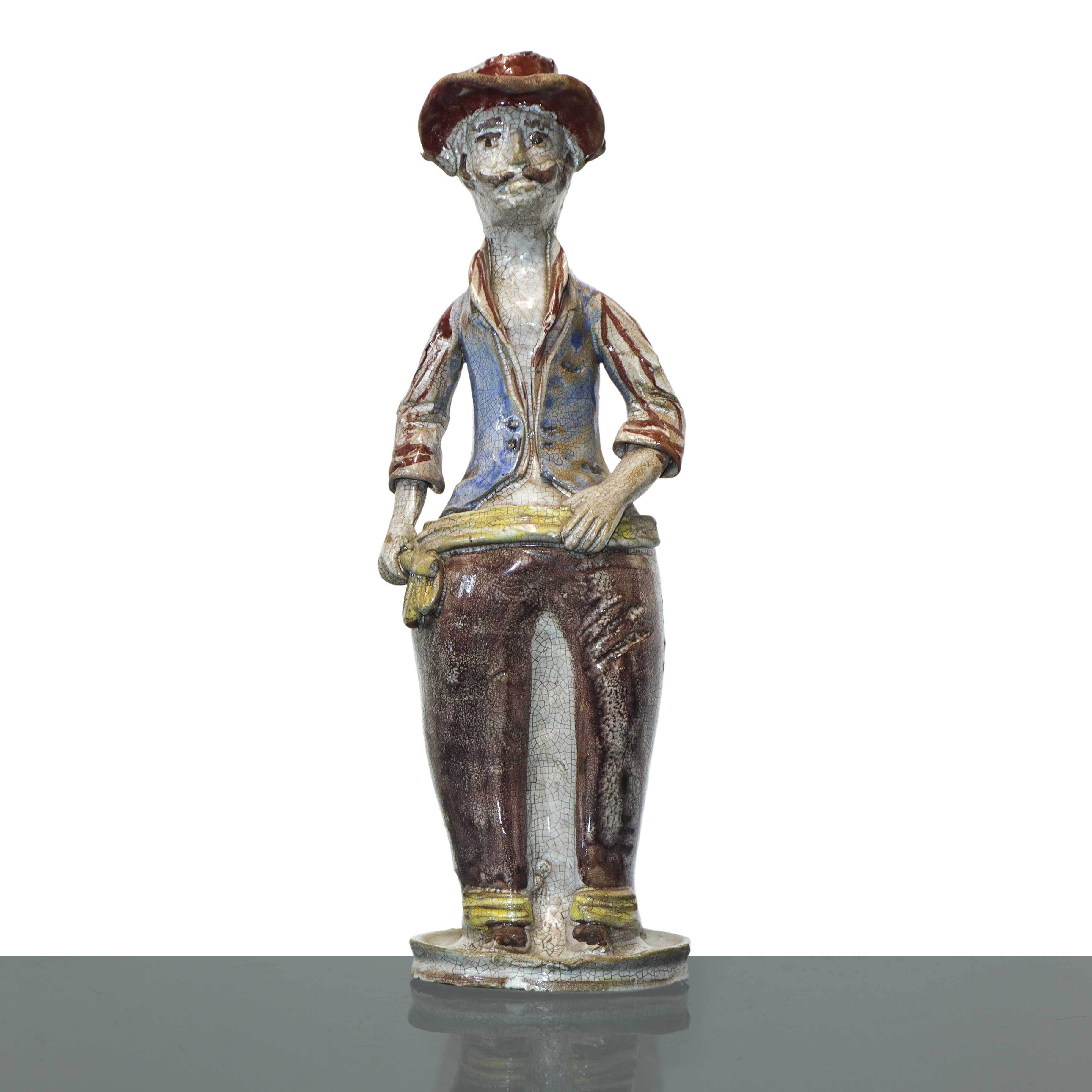 Coppia di lumiere in maiolica di Caltagirone dipinte policrome