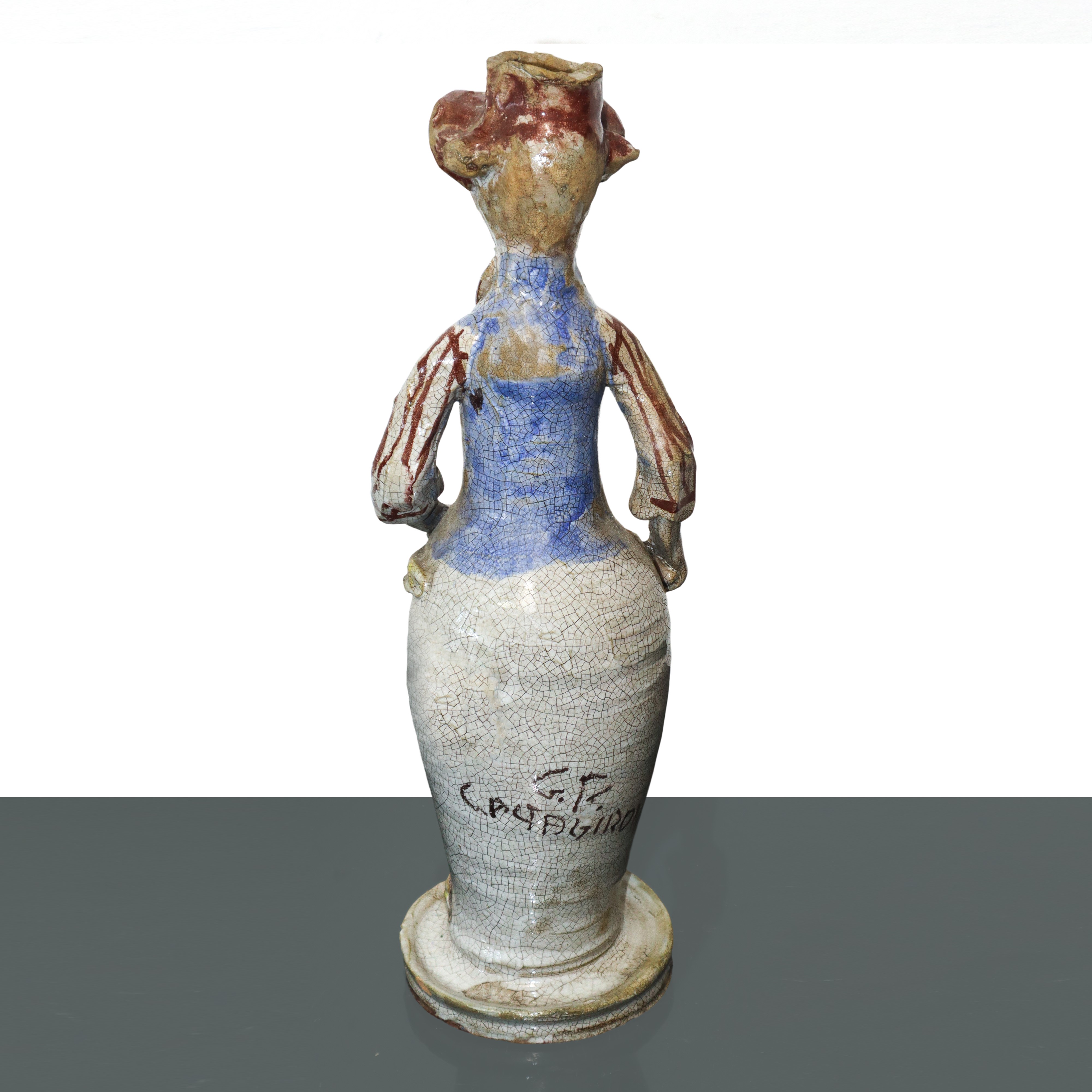 Coppia di lumiere in maiolica di Caltagirone dipinte policrome