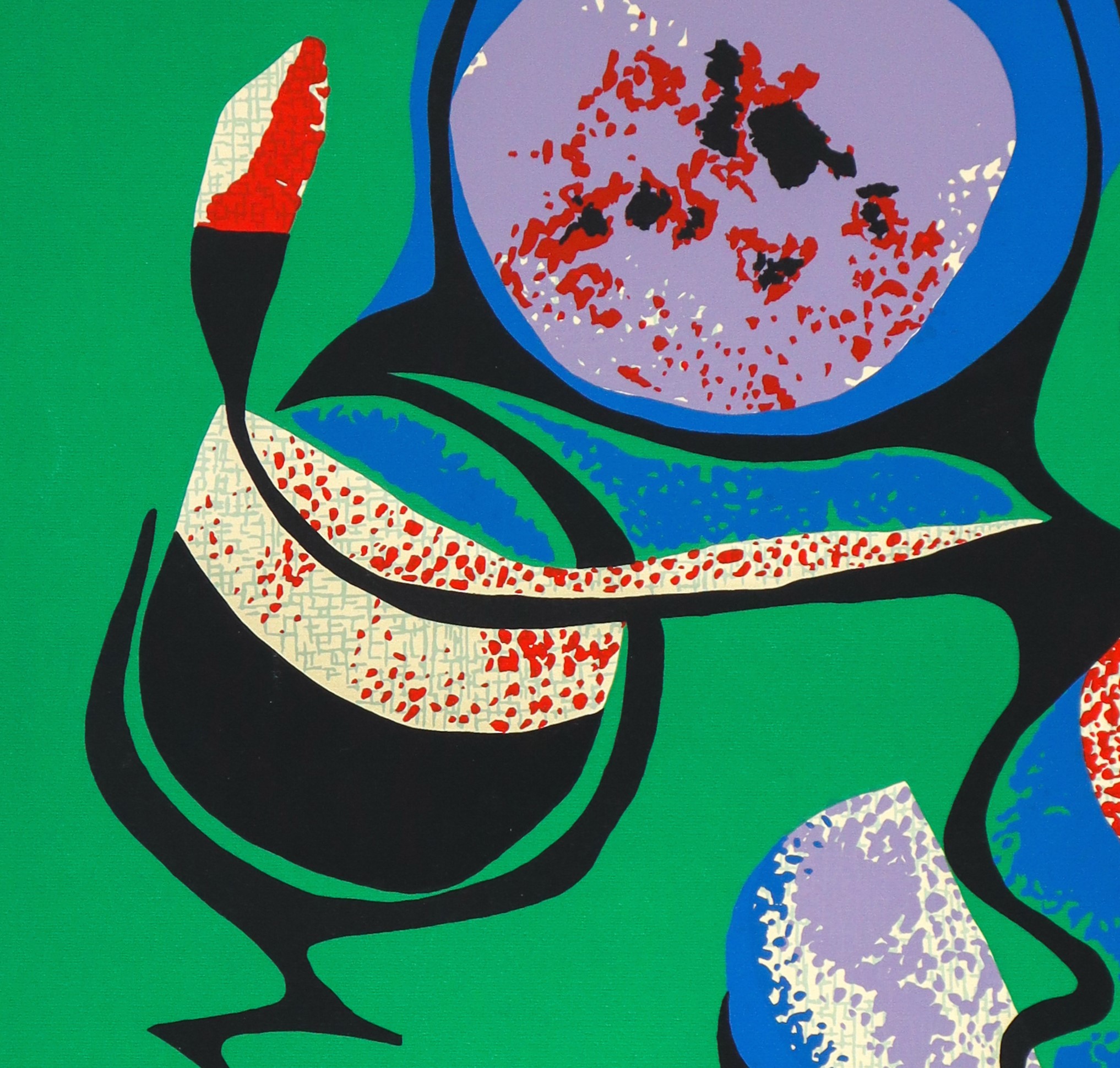 Wladimiro Tulli - Composizione in verde, serigrafia a colori, anni '70
