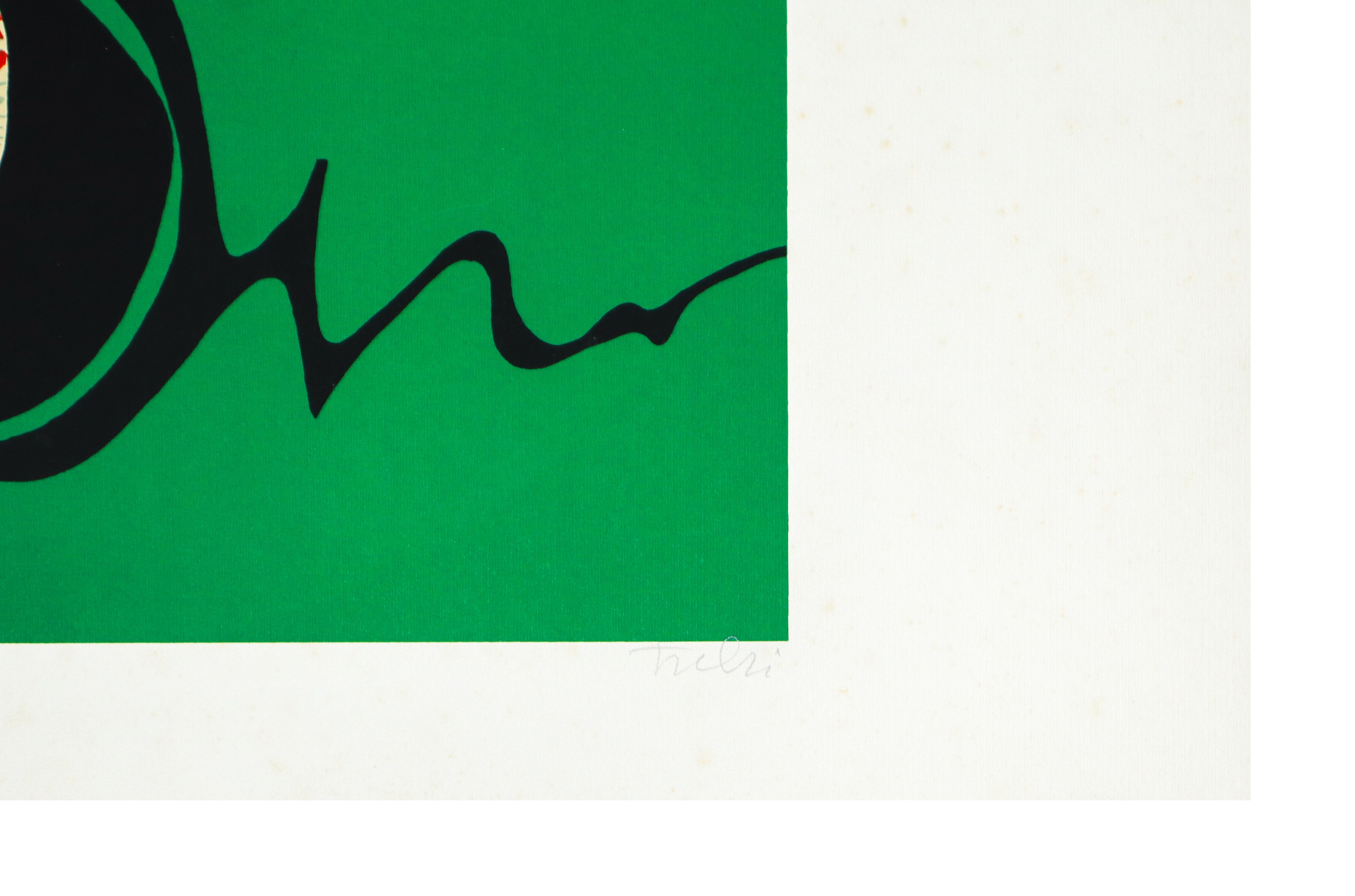 Wladimiro Tulli - Composizione in verde, serigrafia a colori, anni '70