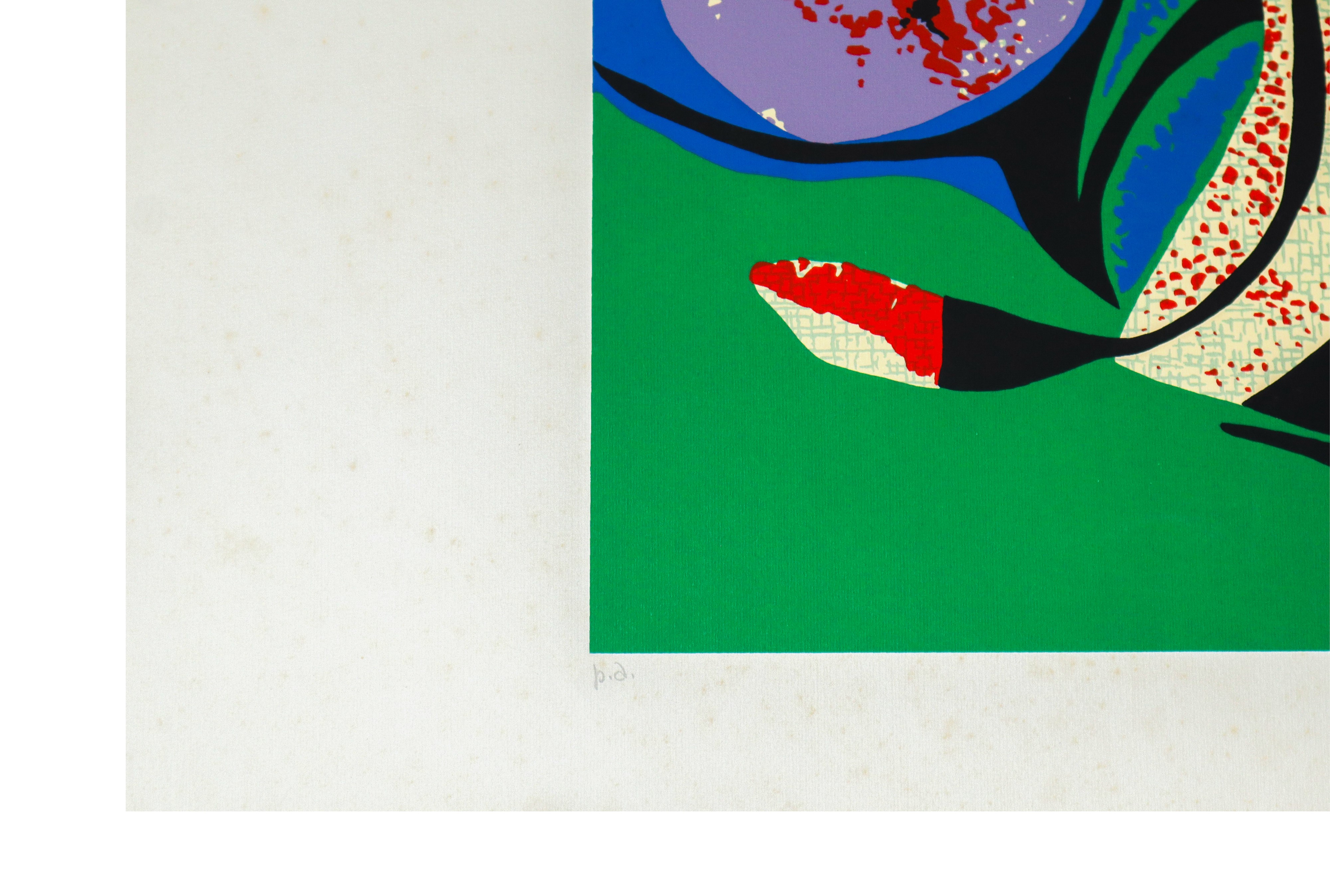 Wladimiro Tulli - Composizione in verde, serigrafia a colori, anni '70