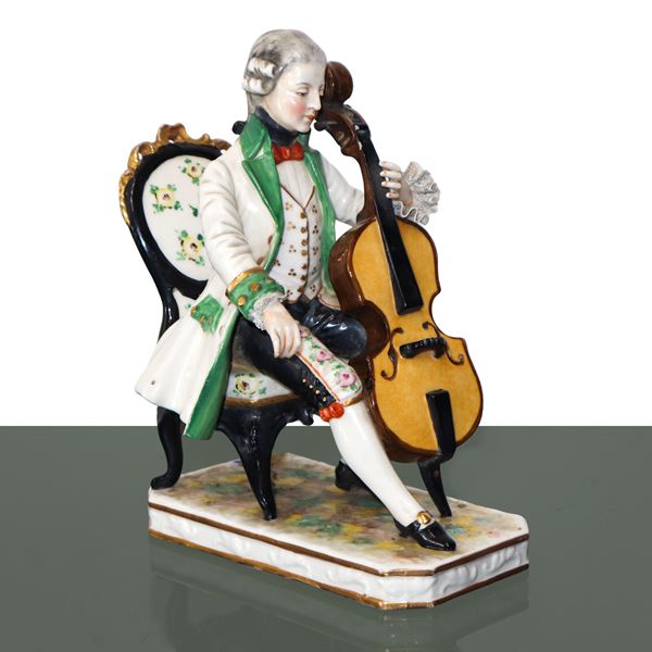 Capodimonte - Suonatore di clavicembalo, piccola statua in porcellana di Capodimonte