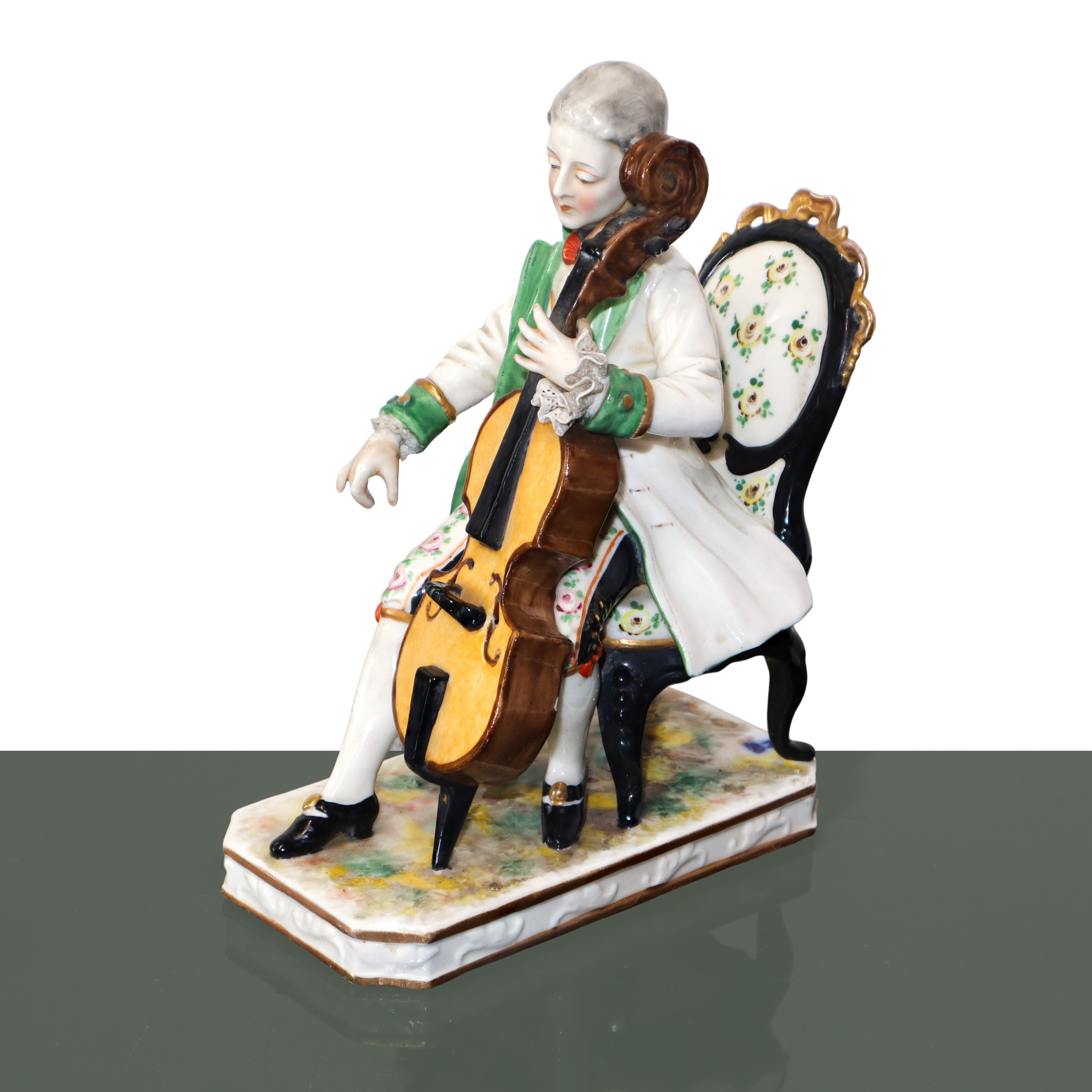 Capodimonte - Suonatore di clavicembalo, piccola statua in porcellana