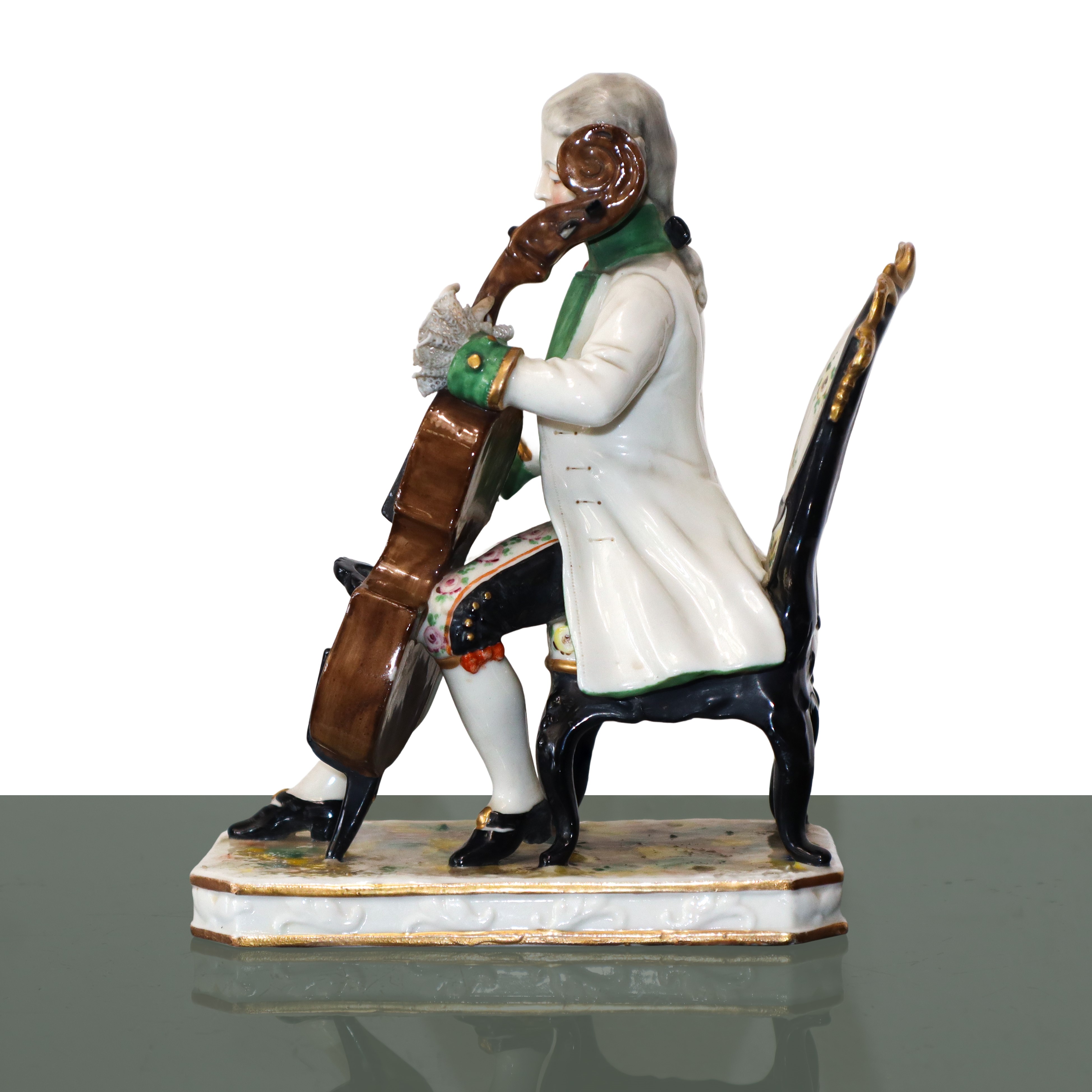 Capodimonte - Suonatore di clavicembalo, piccola statua in porcellana
