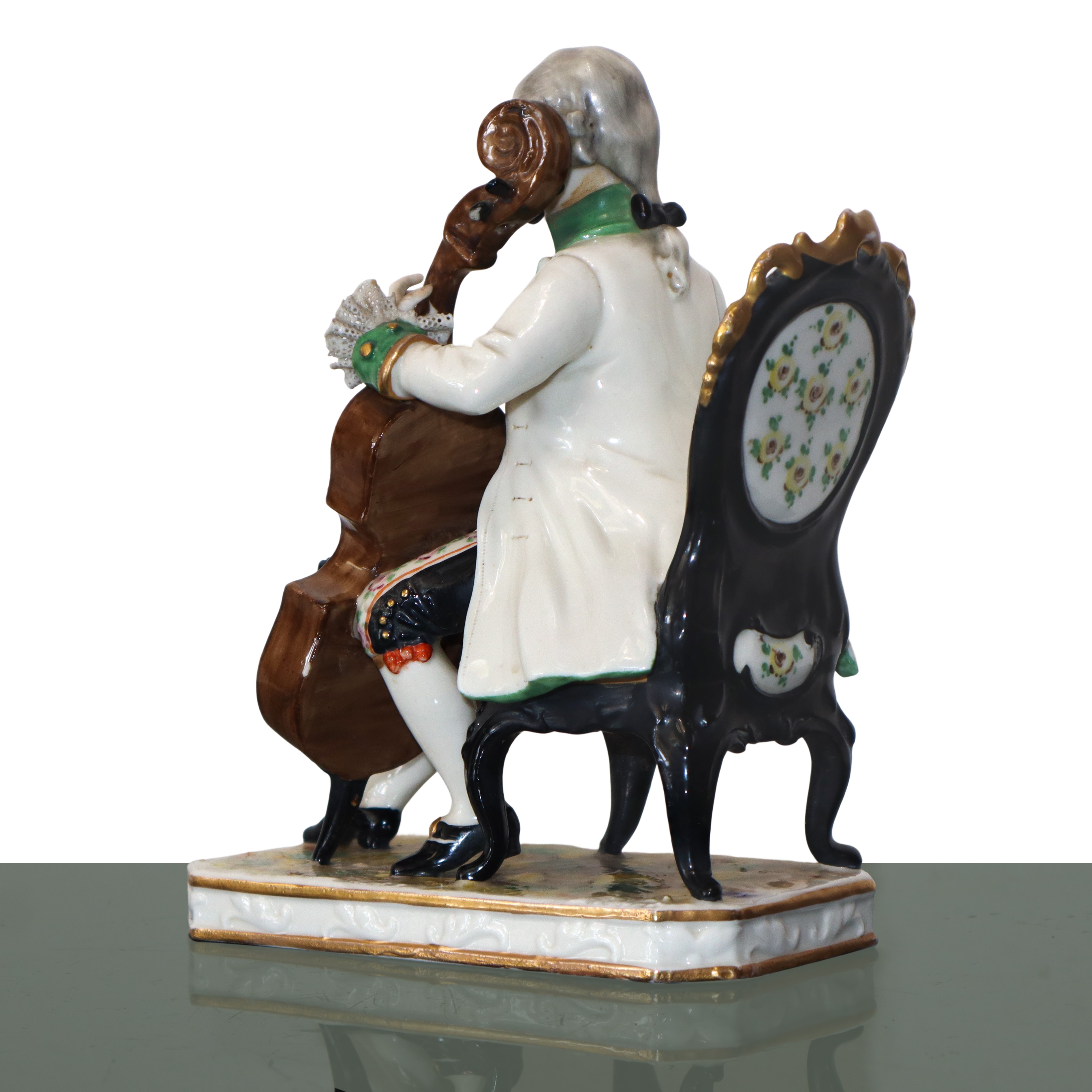 Capodimonte - Suonatore di clavicembalo, piccola statua in porcellana