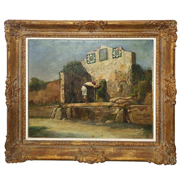 Leon  Comeleran - Man at the fountain, San Geroni