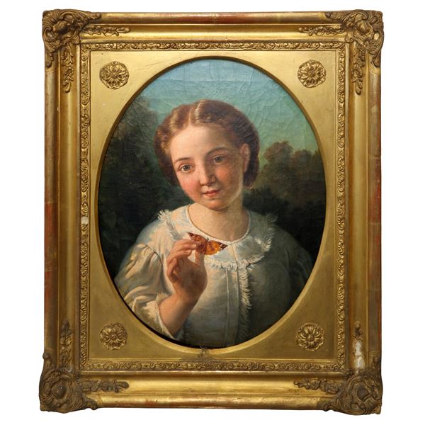 Bambina con farfalla in mano