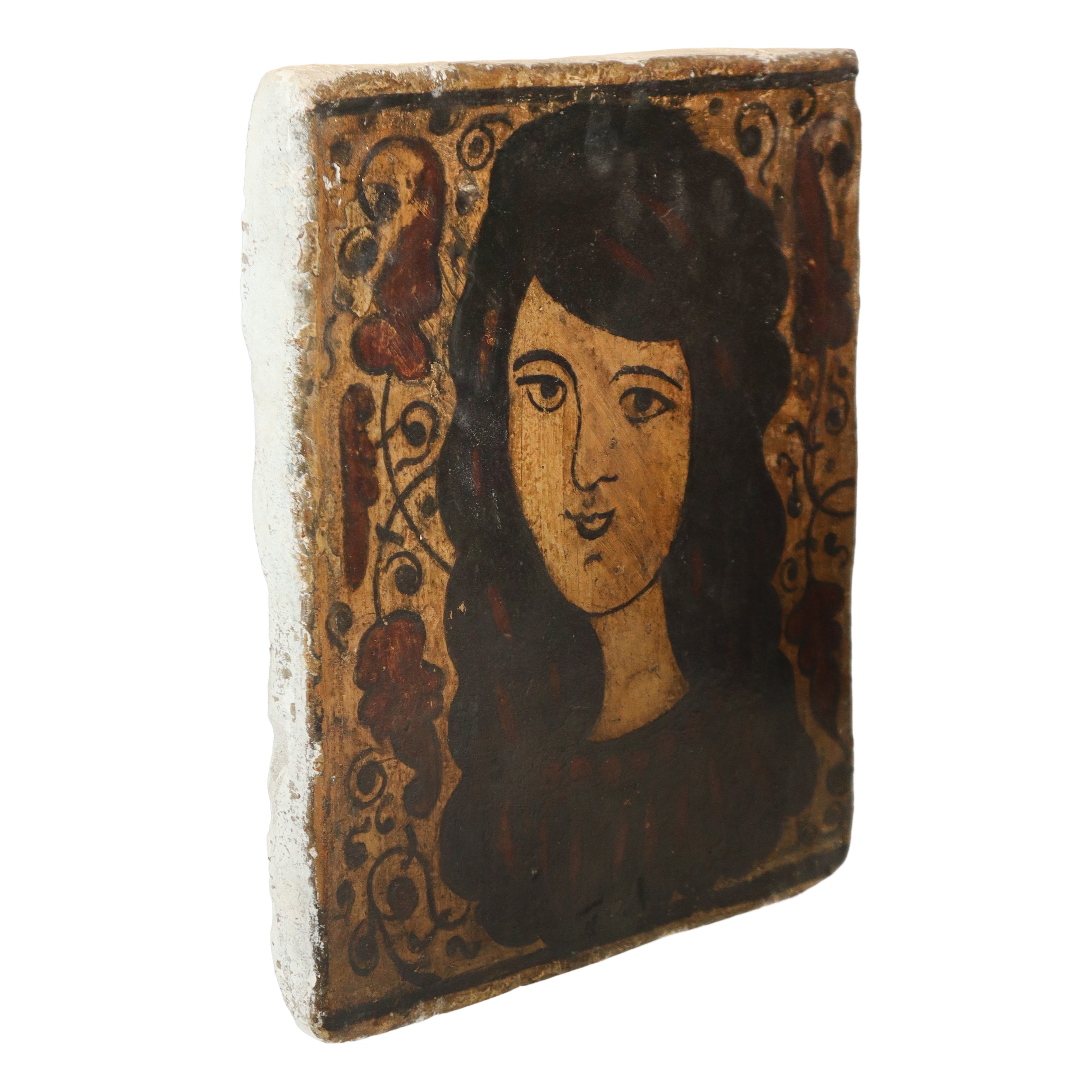 Placca Socarrat Valenziano in argilla cotta raffigurante Donna