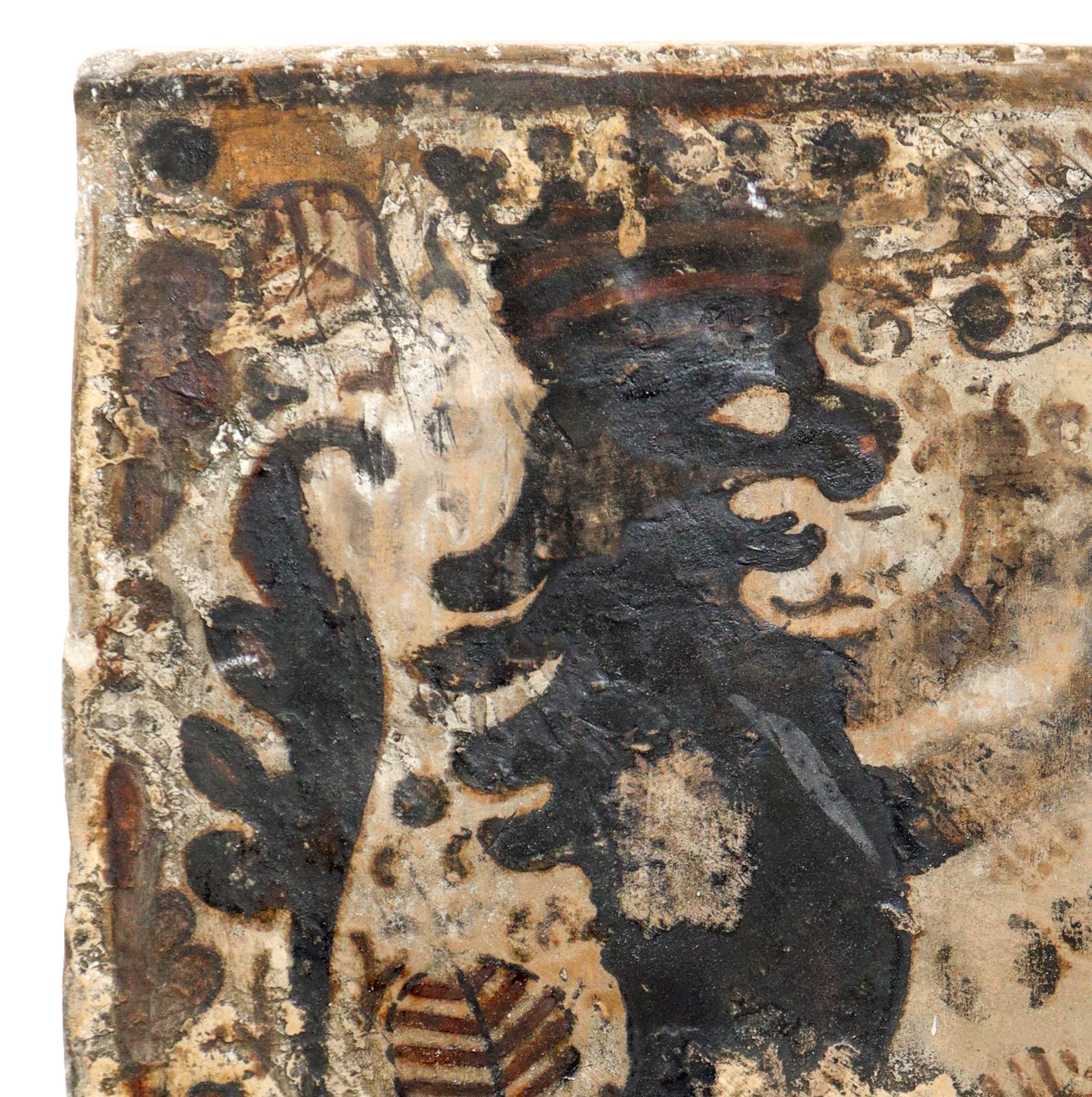 Placca Socarrat Valenziano in argilla cotta raffigurante Leone araldico