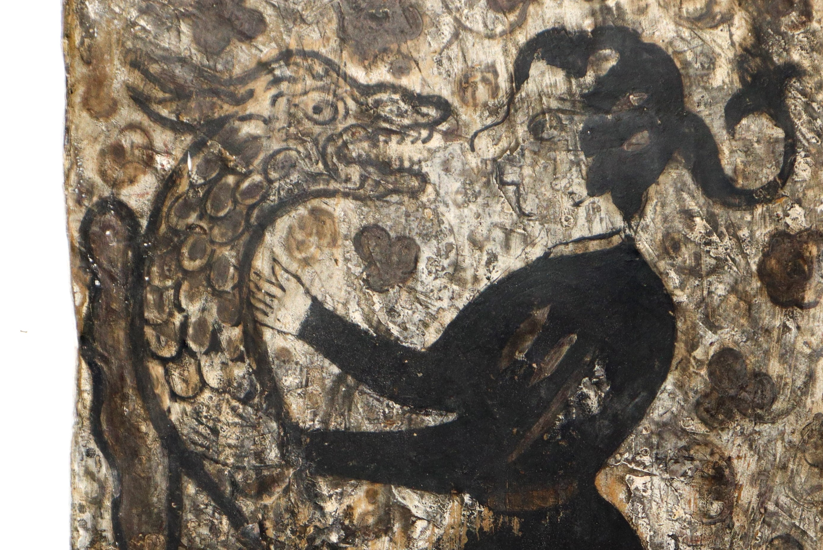 Placca Socarrat Valenziano in argilla cotta raffigurante Uomo con grifone