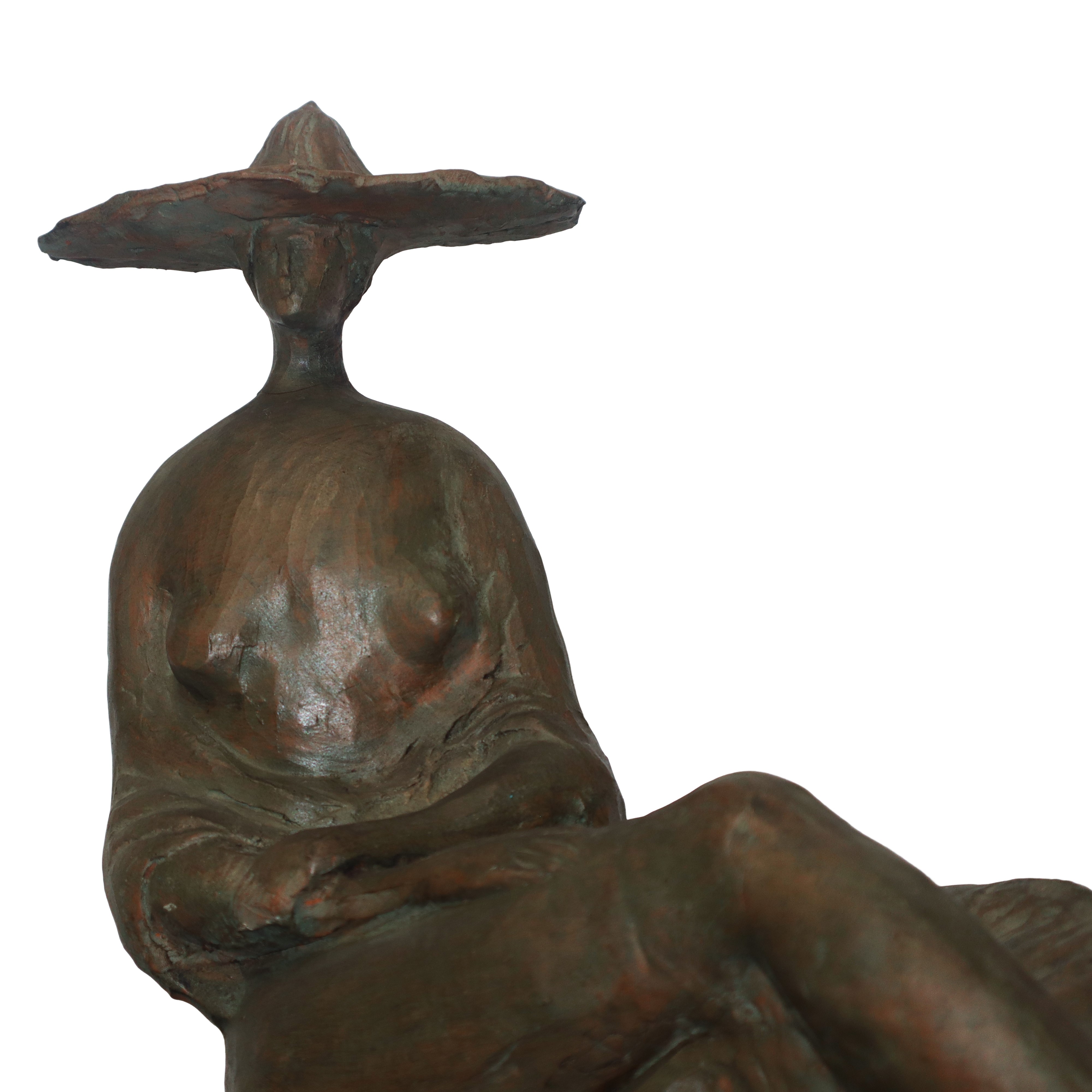 Cesare D'angelo - Donna sdraiata con cappello in terracotta