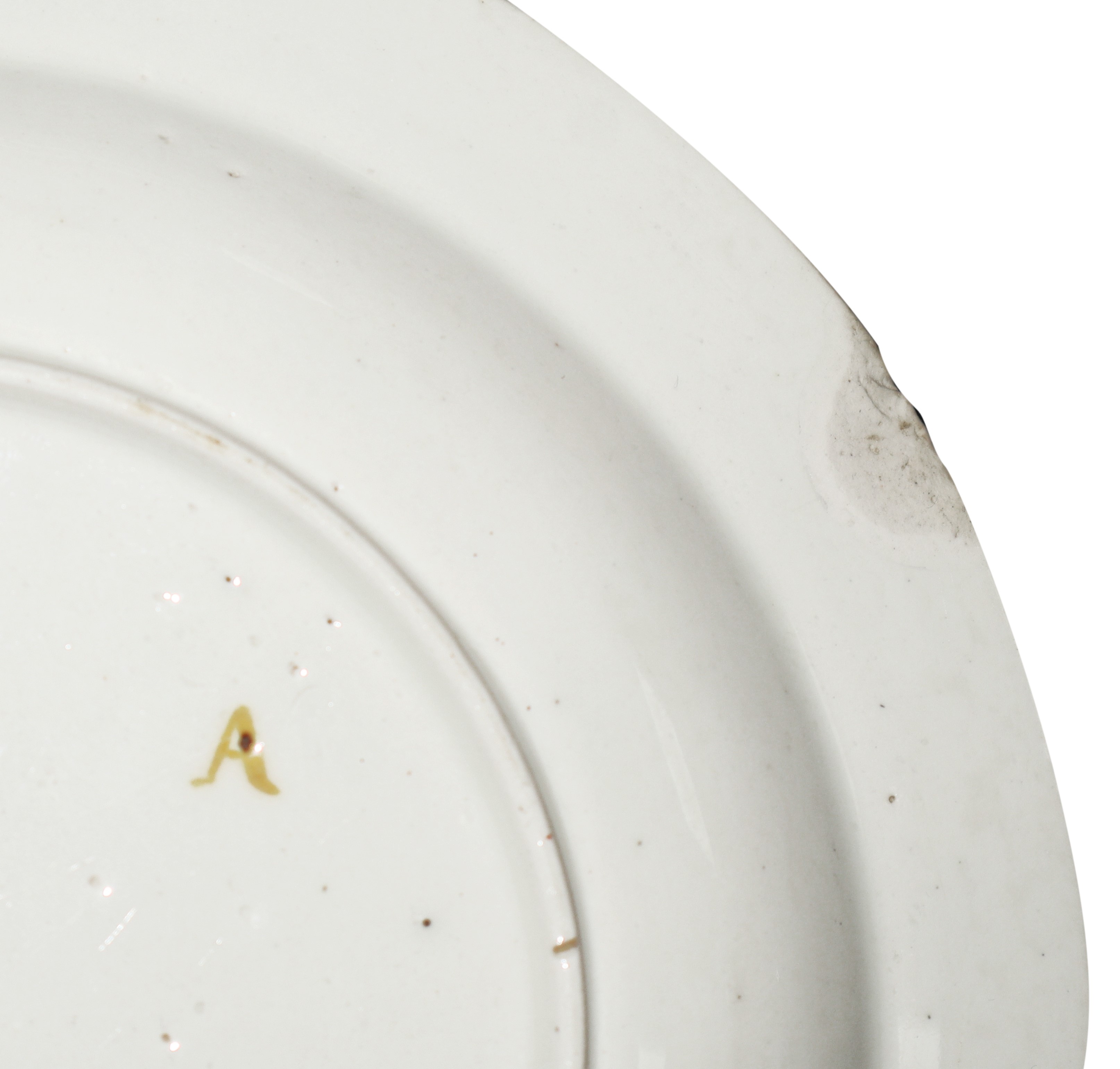 Piatto in Ceramica di Alcora con Decori Floreali Giallo Ocra Lungo il Bordo