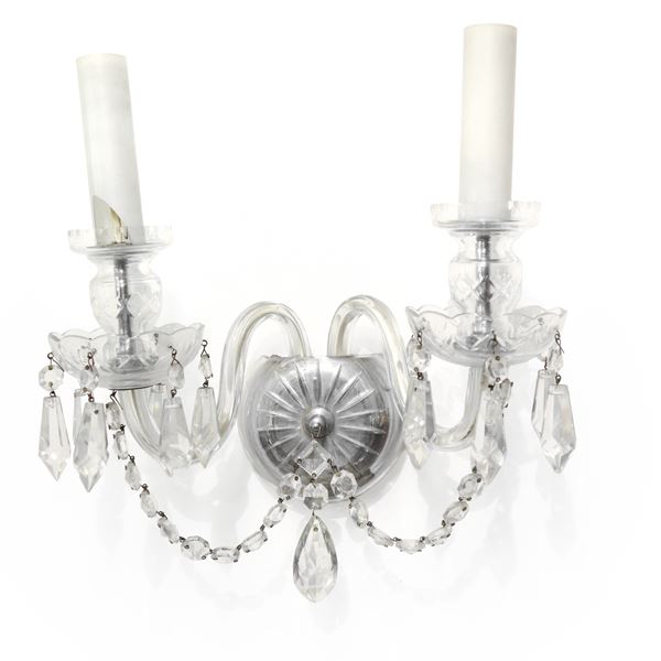 Two-light wall lamp in Bohemian glass