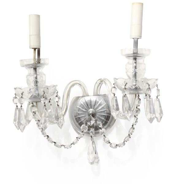 Two-light wall lamp in Bohemian glass