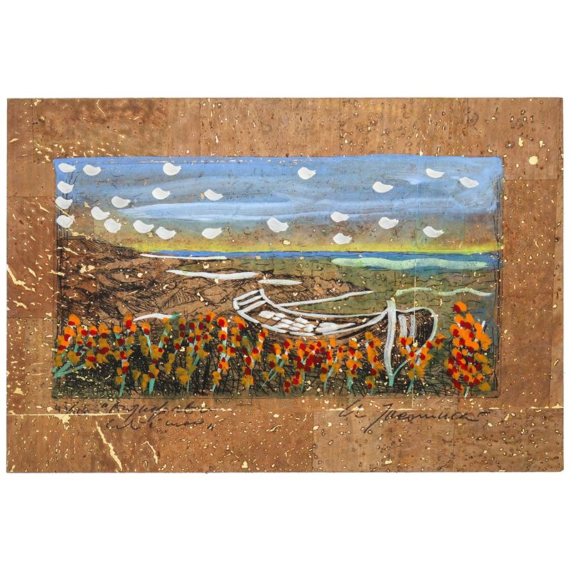 Carlo Iacomucci - Paesaggio, litografia colorata a mano