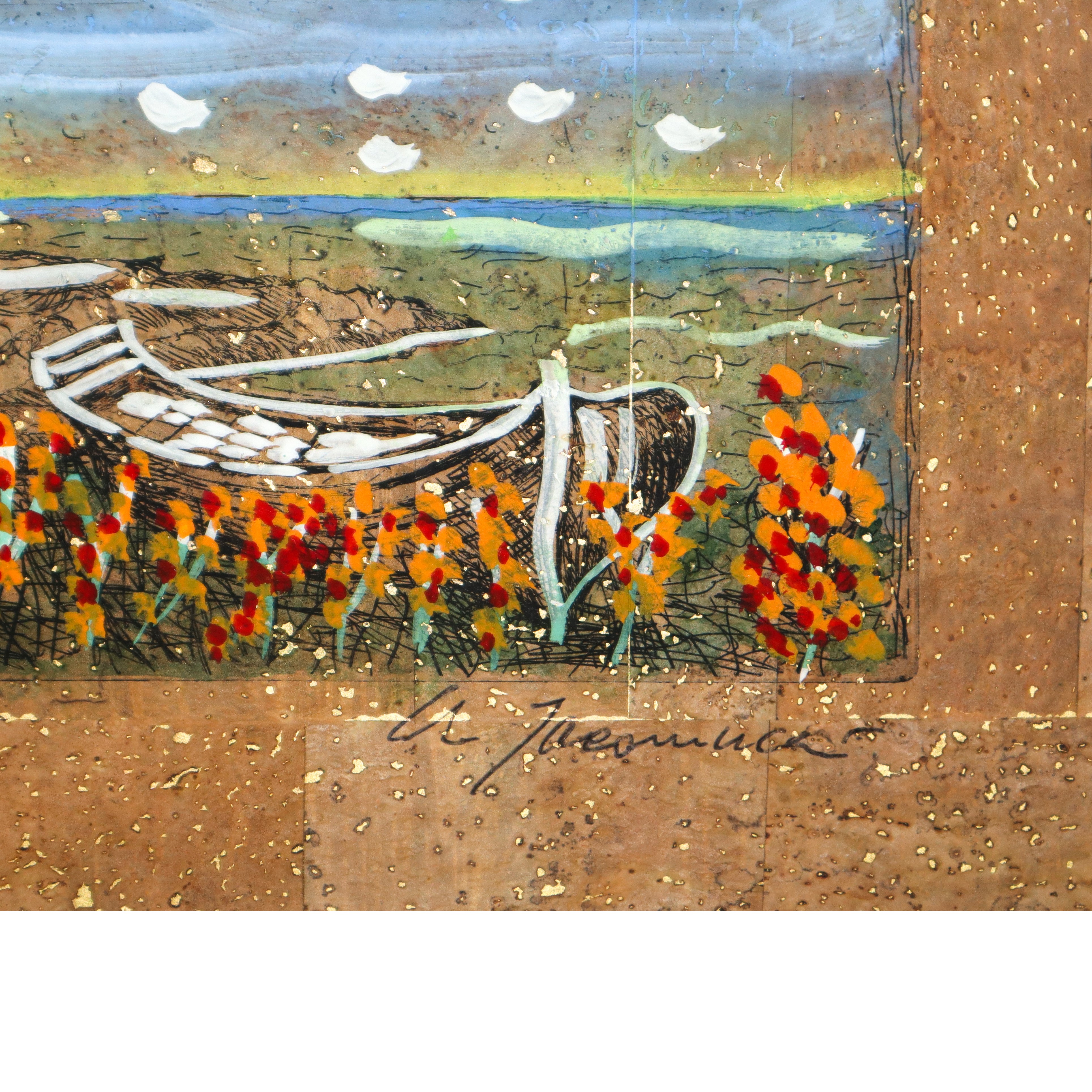 Carlo Iacomucci - Paesaggio, litografia colorata a mano