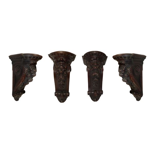 No. 4 carved wooden shelves with carved grotesque