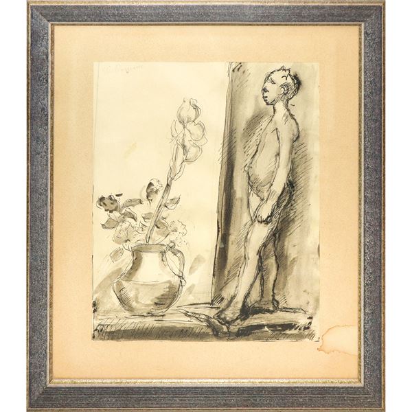 Elio Romano - Uomo con vaso di fiori