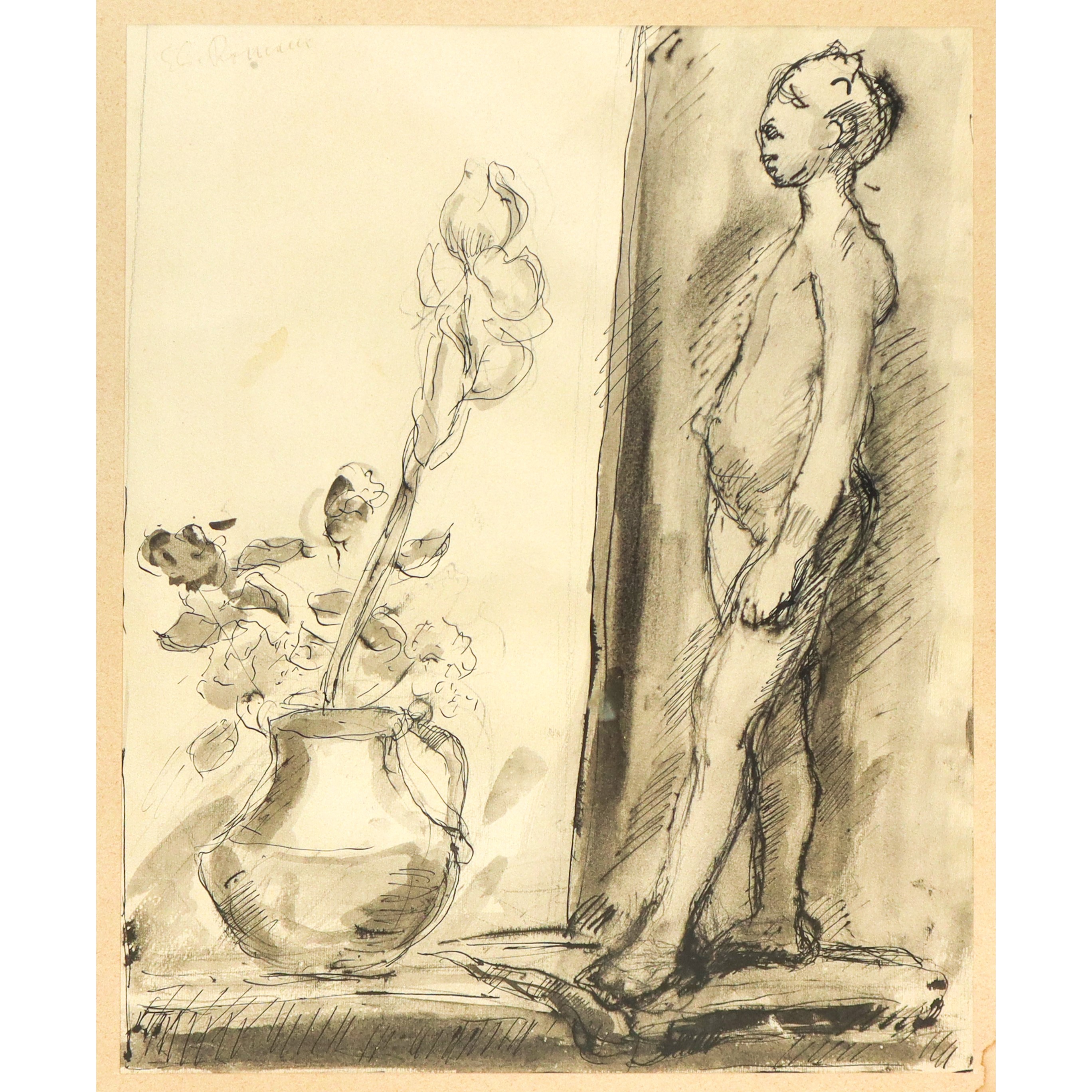 Uomo con vaso di fiori