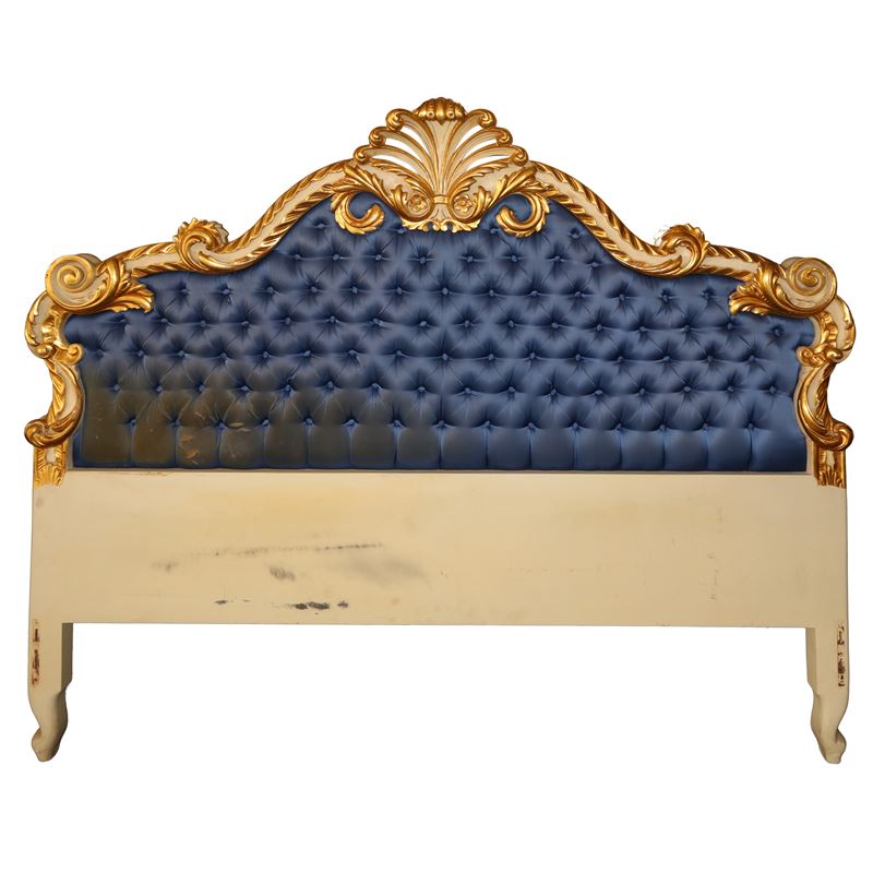 Testata da letto in legno dorato e laccato