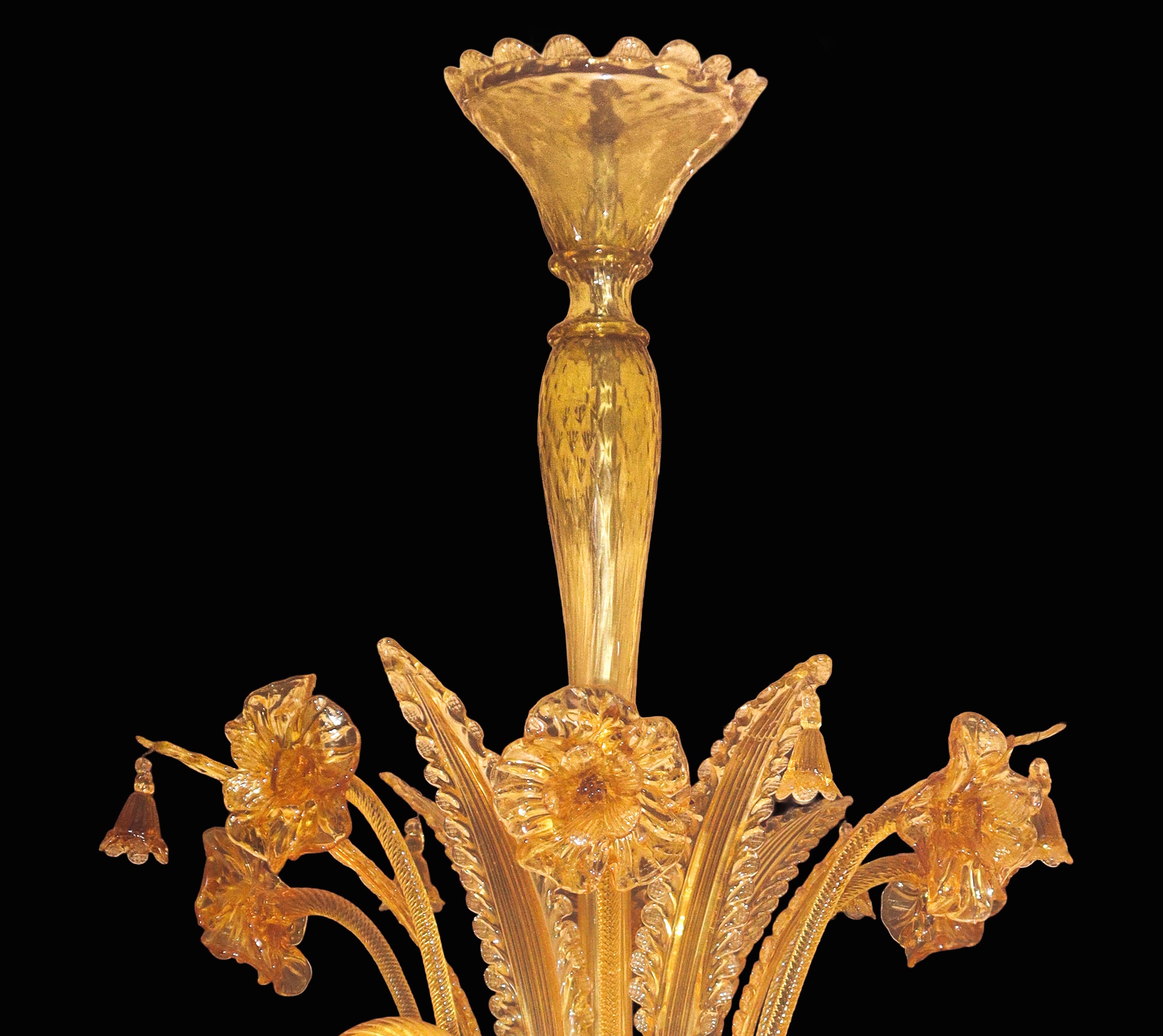 Lampadario in vetro di Murano pagliesco a 7 luci