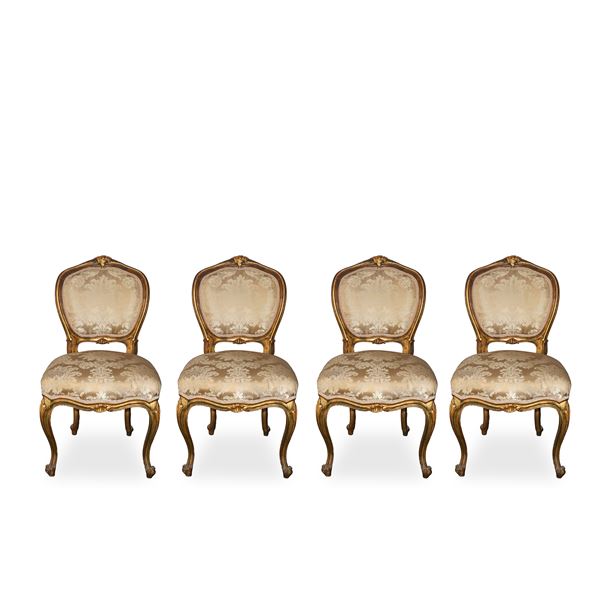 4 gilded wooden chairs
