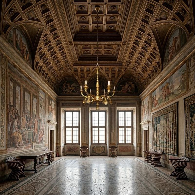 Lampadario in legno dorato, h 92 cm, 83 cm