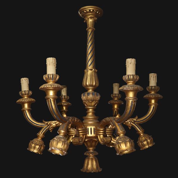 Gilded wooden chandelier