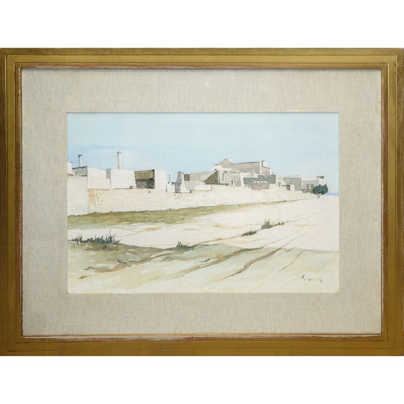 Paesaggio Mediterraneo con case