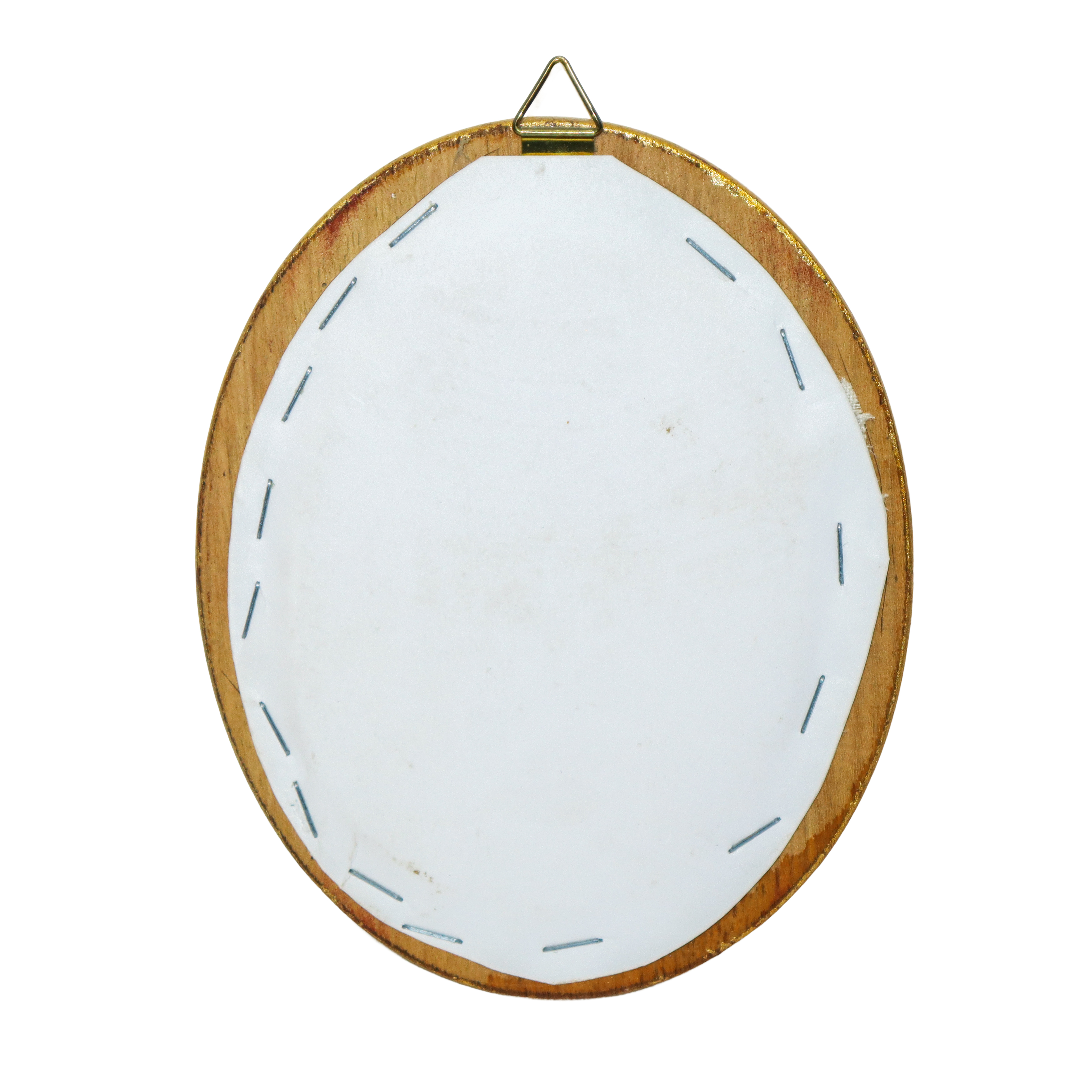 Coppia Ex Voto, argento cesellato con cornice ovale dorata