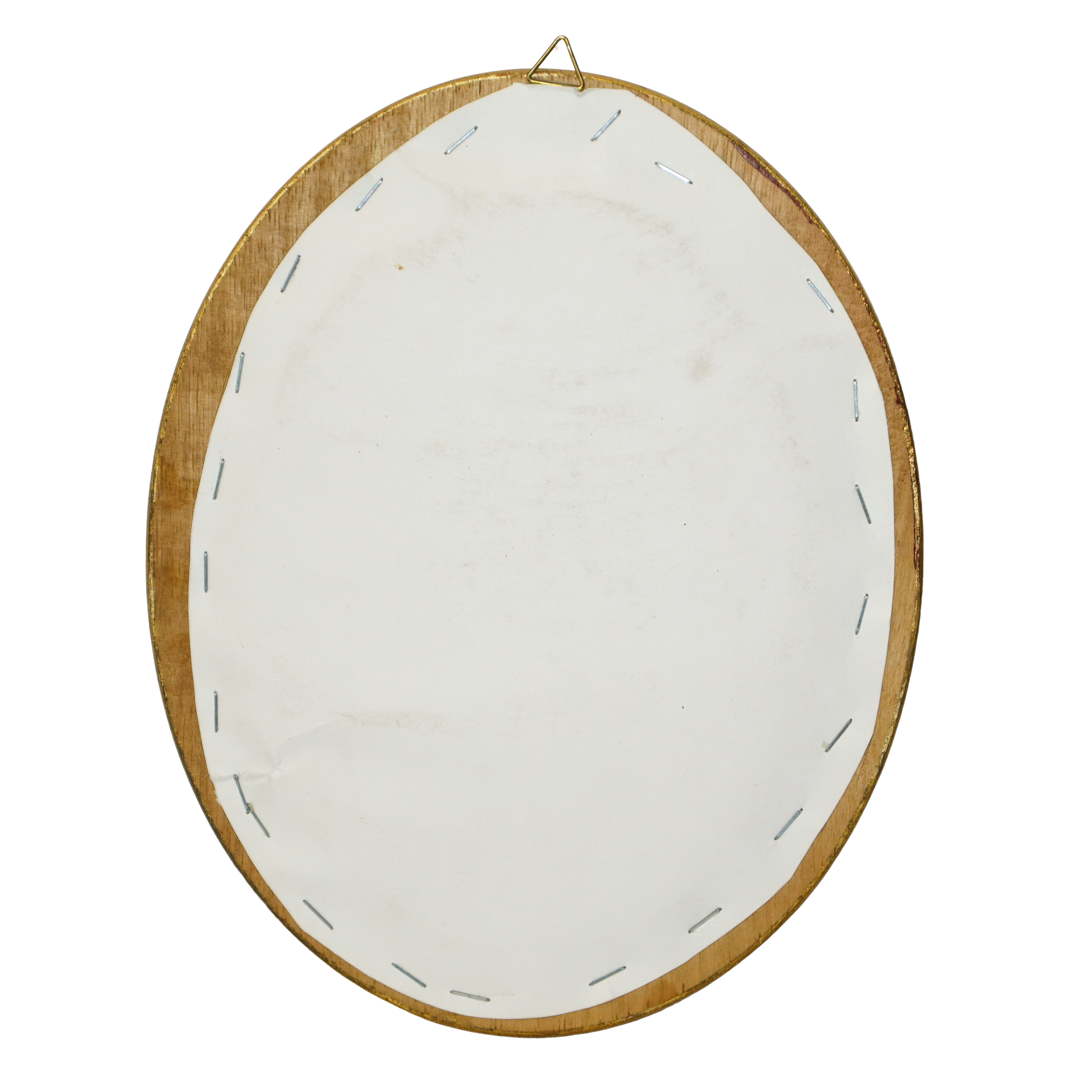 Ex Voto in argento 800, cornice ovale dorata