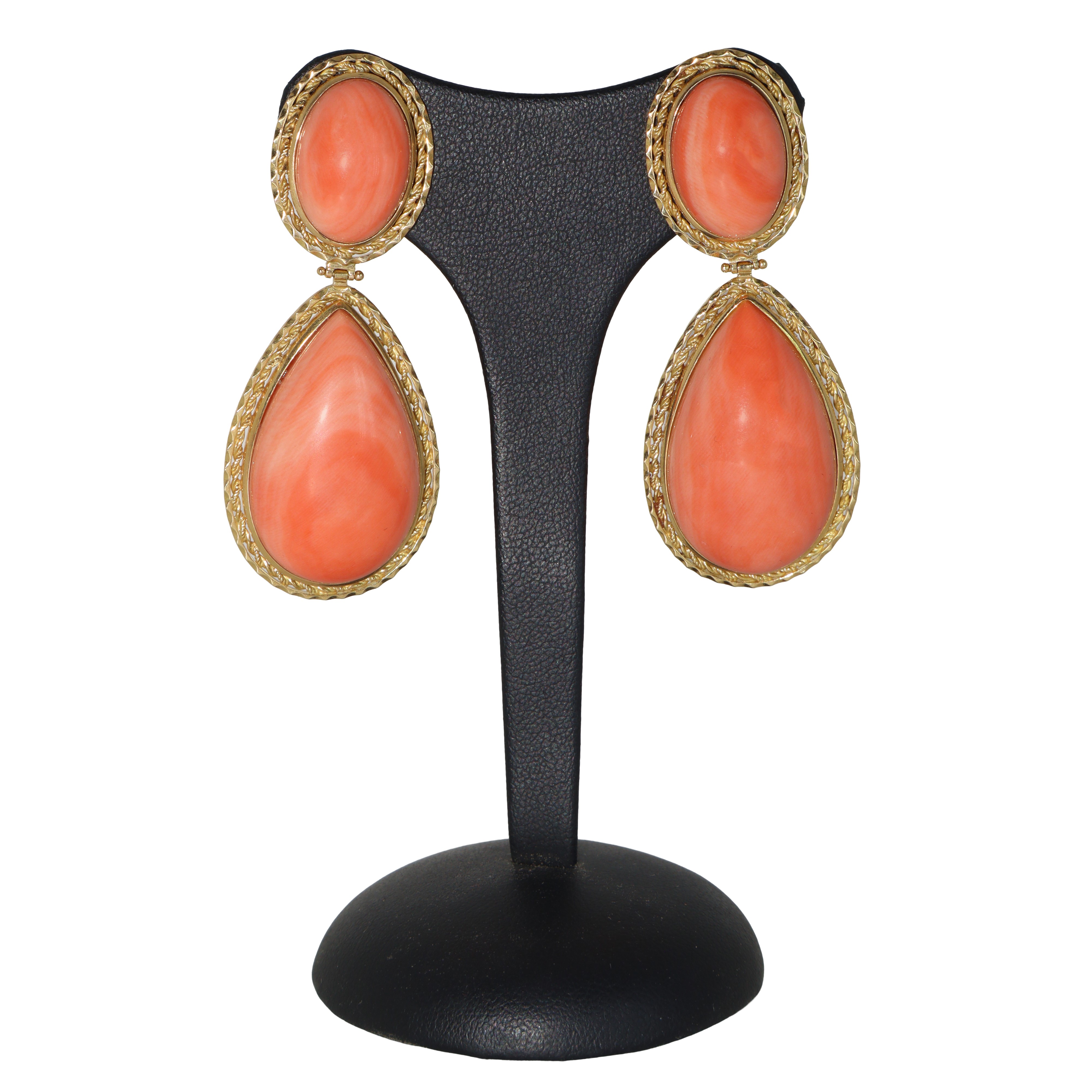 Orecchini in oro giallo 18 kt e corallo