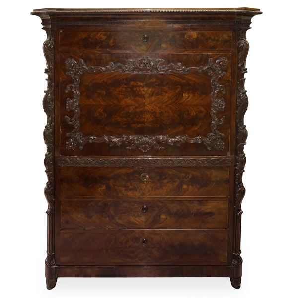 Mahogany feather secretaire