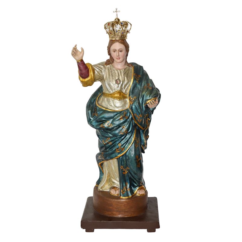 Madonna lignea policroma, scultura del fine XVIII secolo