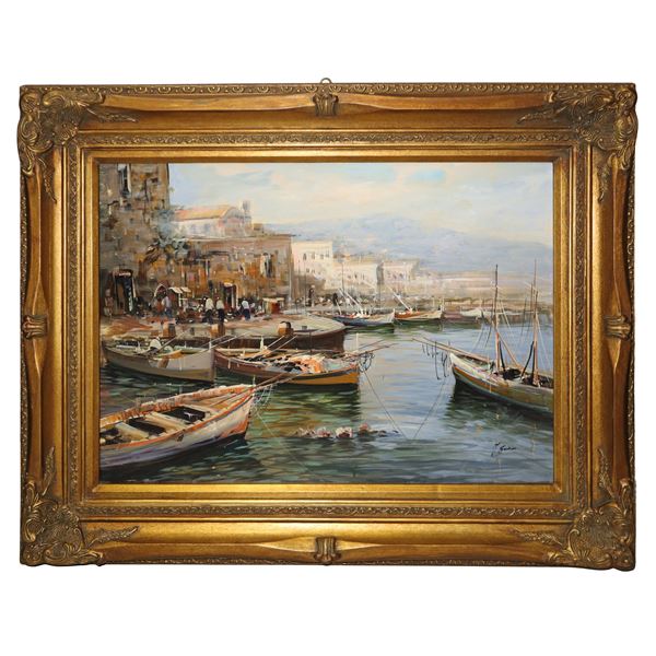 Andrea  Savino - Marina con barche in porto