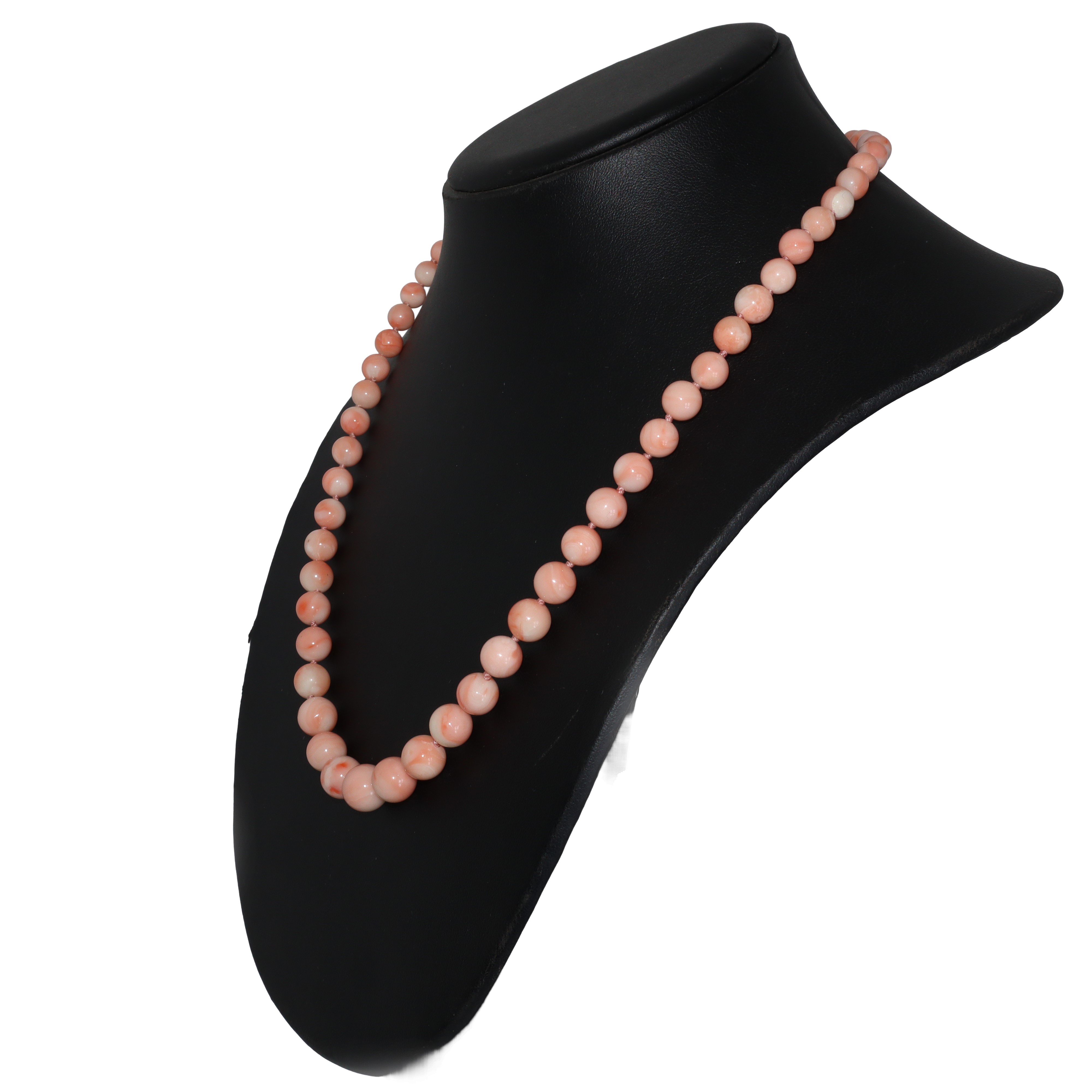 Collana ad un filo in corallo rosa con susta in oro giallo 750