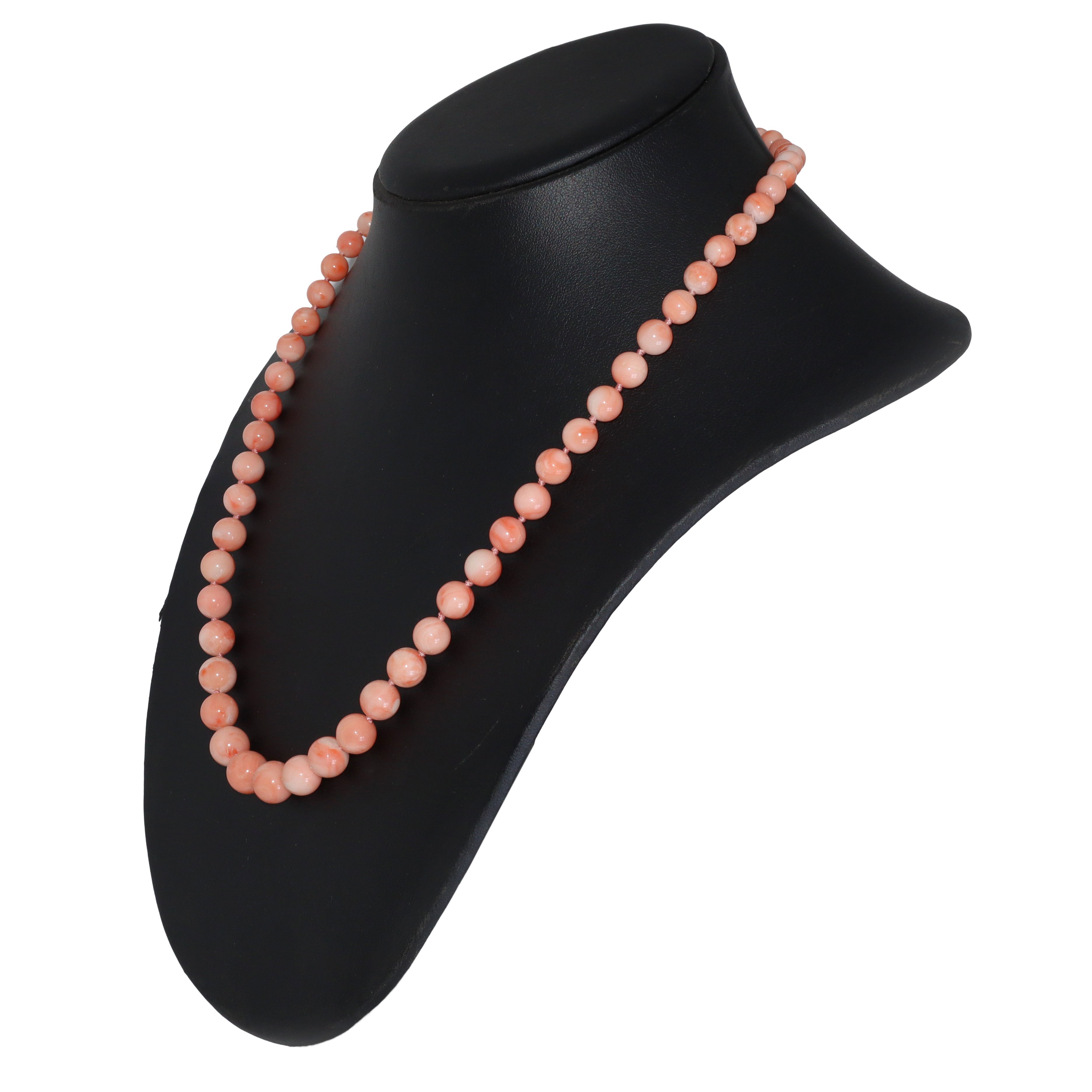 Collana ad un filo in corallo rosa con susta in oro giallo 750