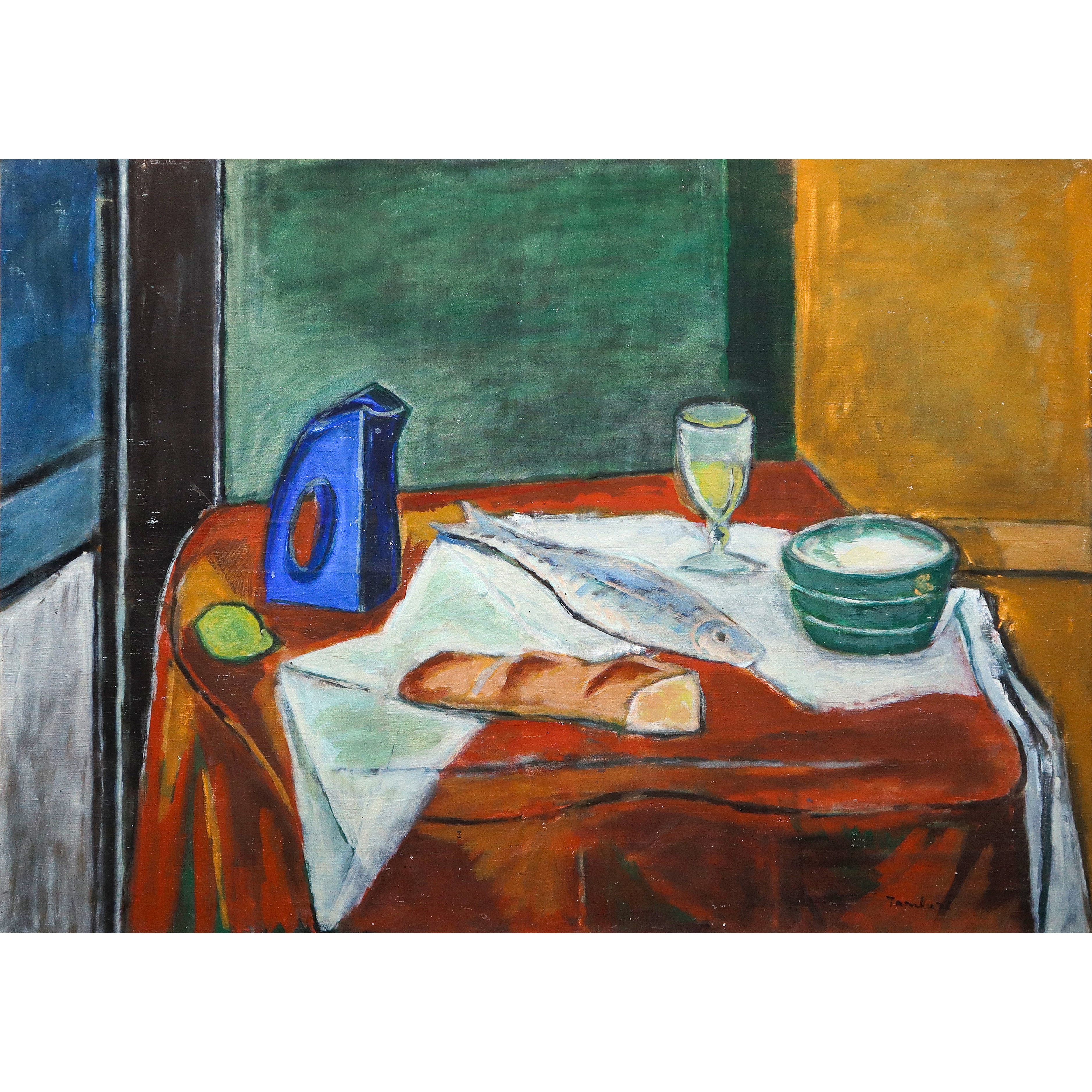 Natura morta con vaso blu