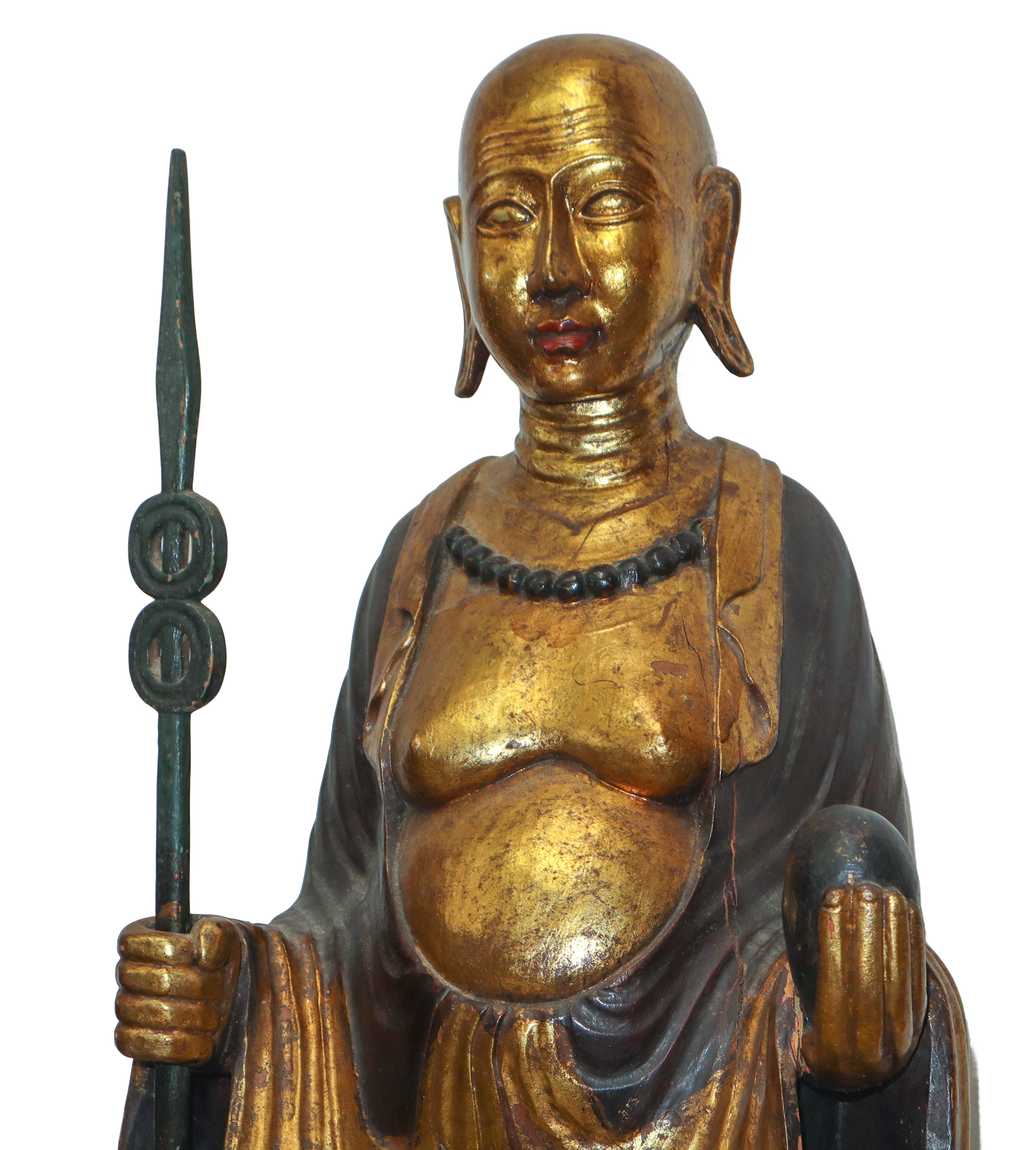 Buddha ligneo policromo tempera e oro